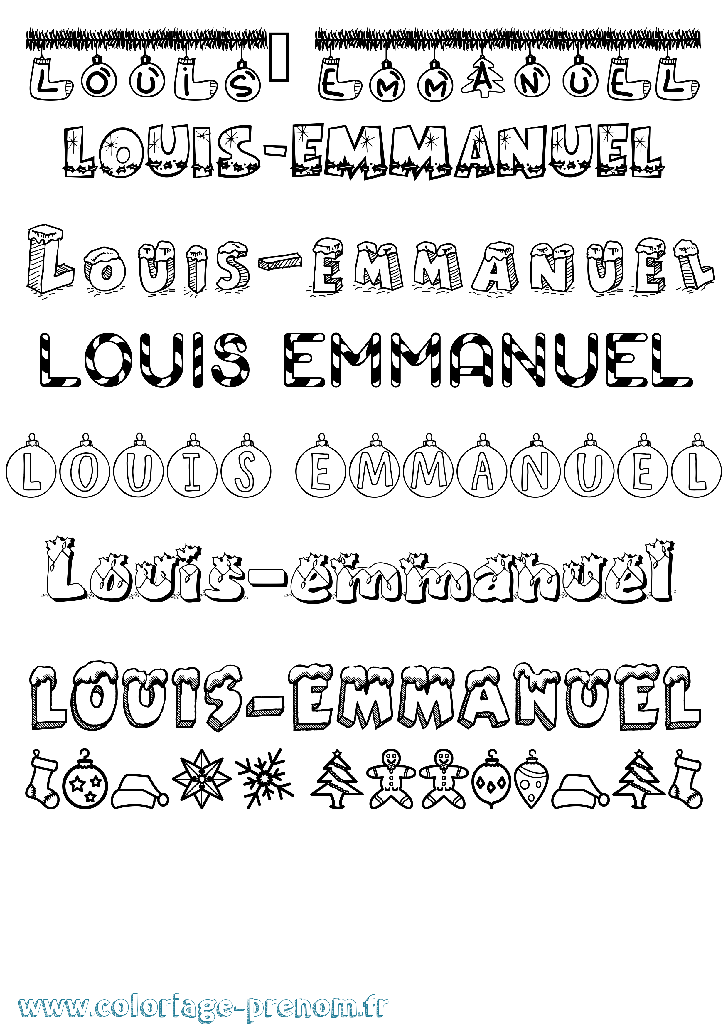 Coloriage Louis-Emmanuel Noël Coloriage prénom Louis-Emmanuel Noël