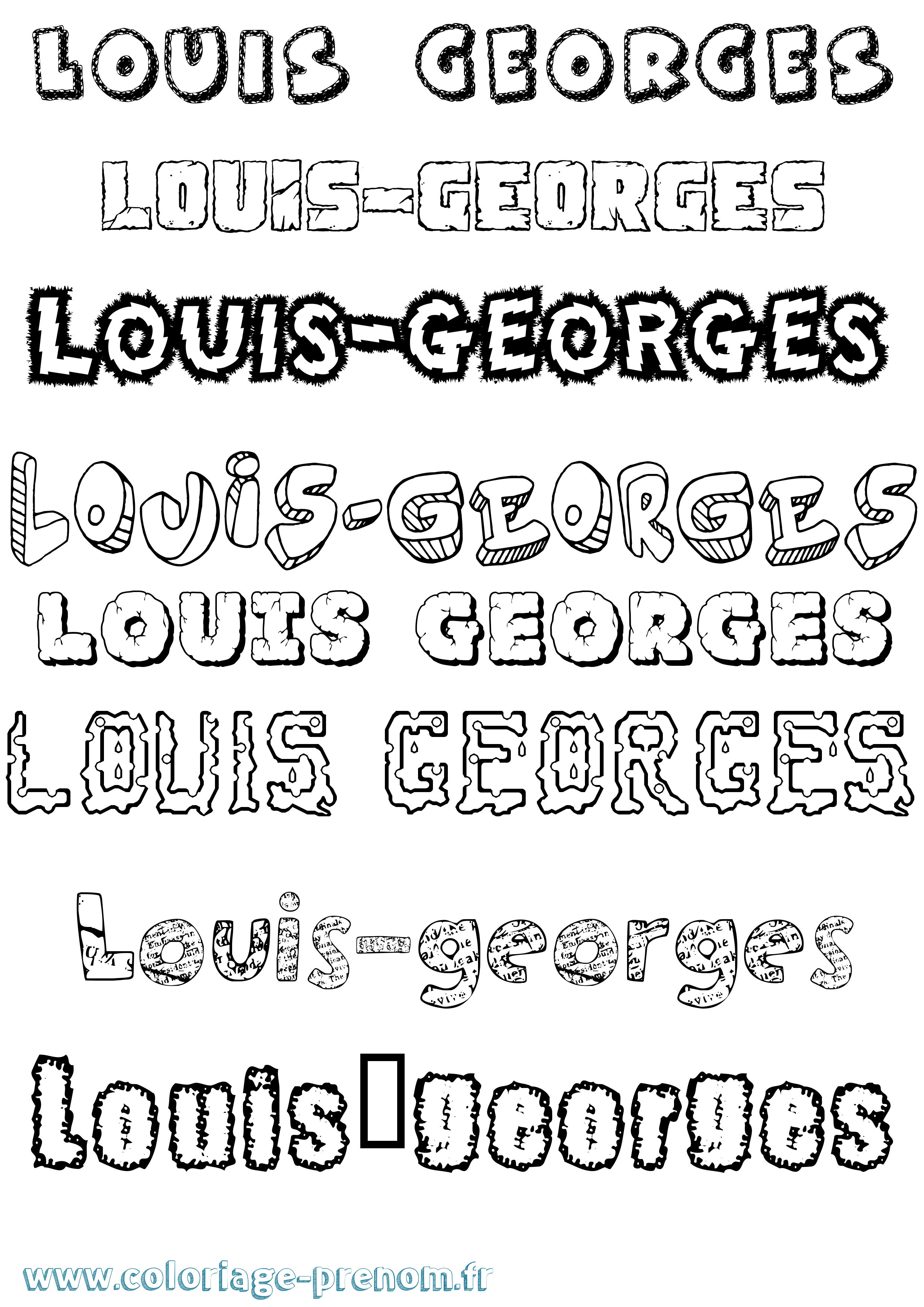 Coloriage Louis-Georges Destructuré Coloriage prénom Louis-Georges Destructuré