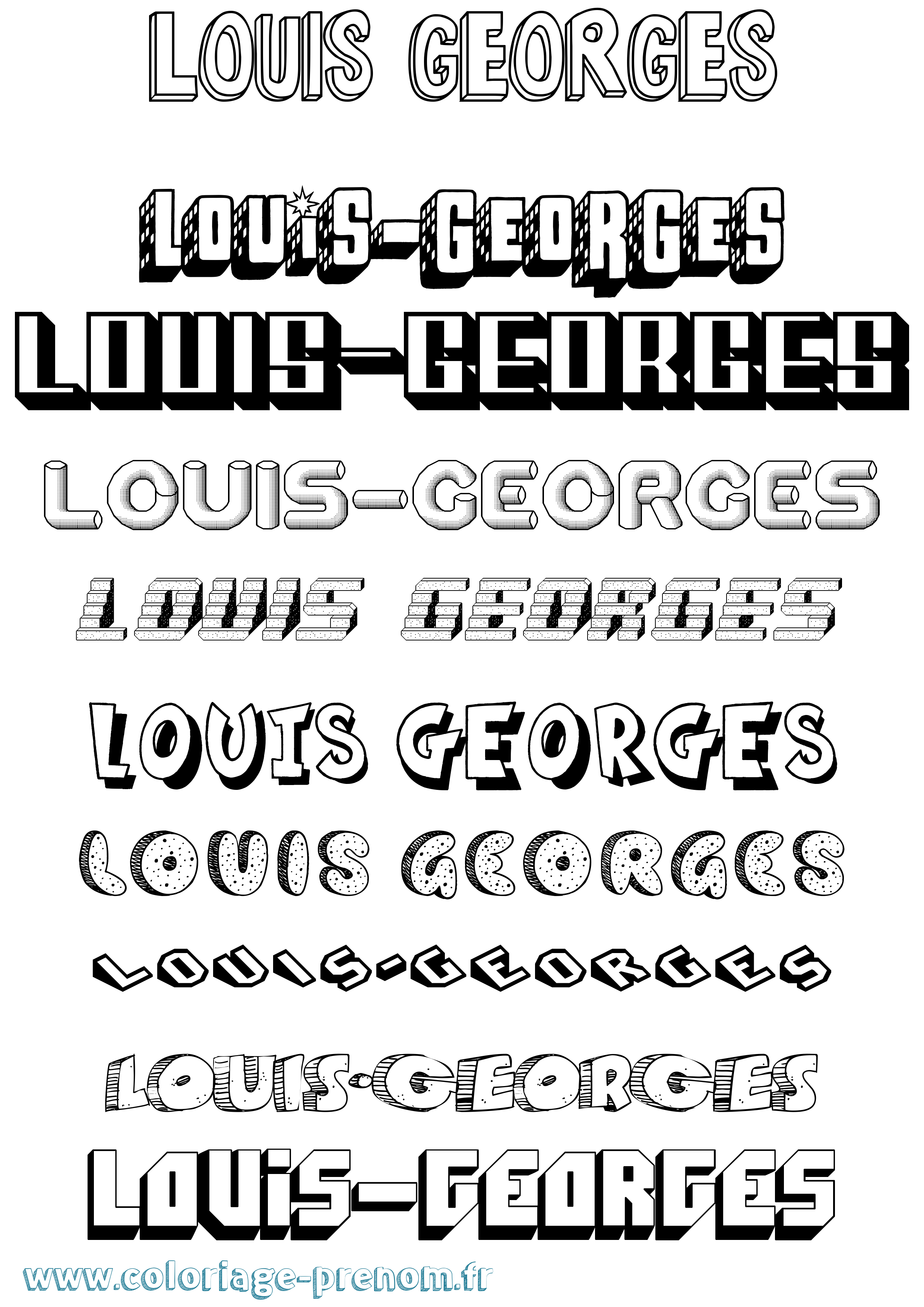 Coloriage Louis-Georges Effet 3D Coloriage prénom Louis-Georges Effet 3D