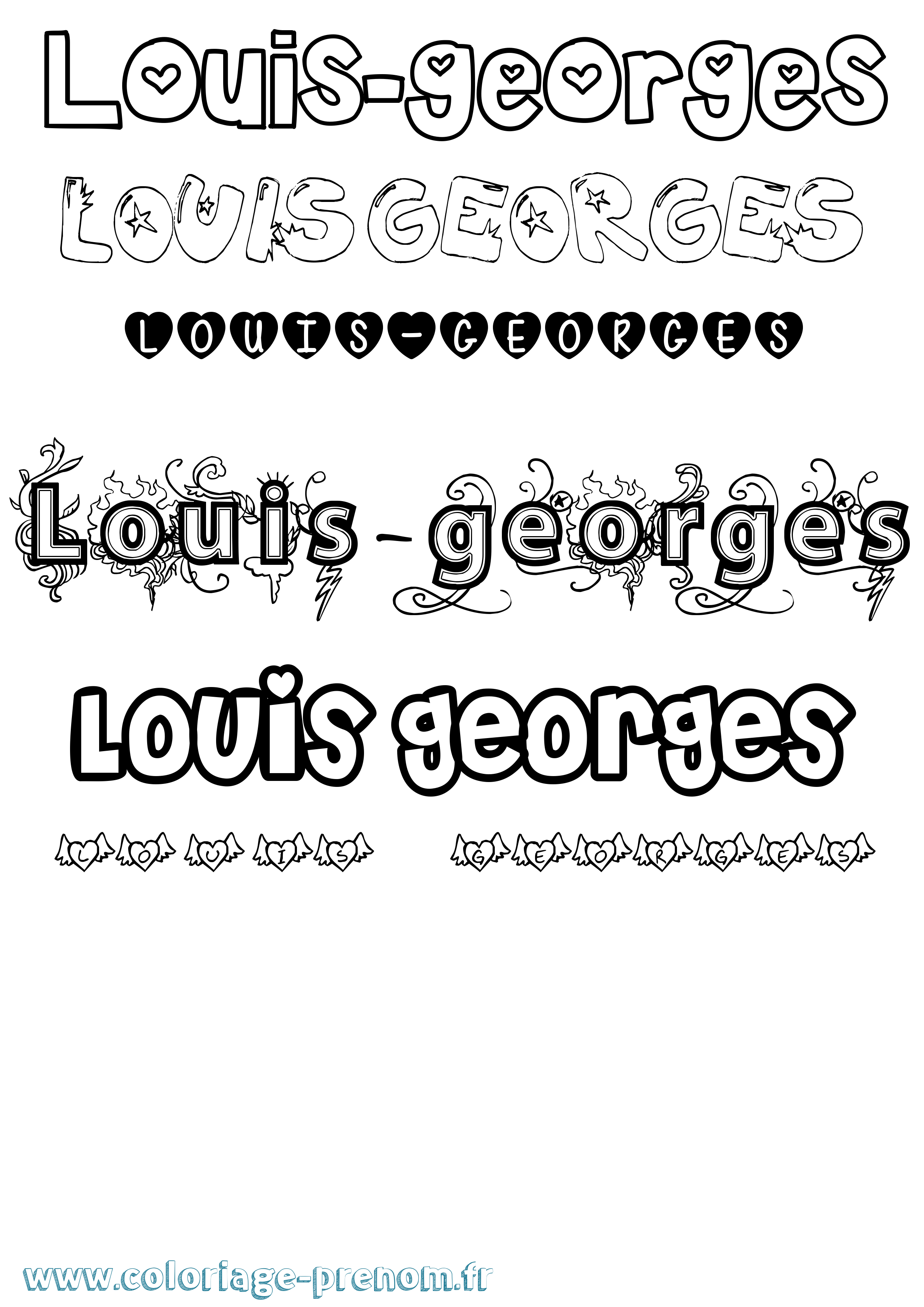 Coloriage Louis-Georges Girly Coloriage prénom Louis-Georges Girly