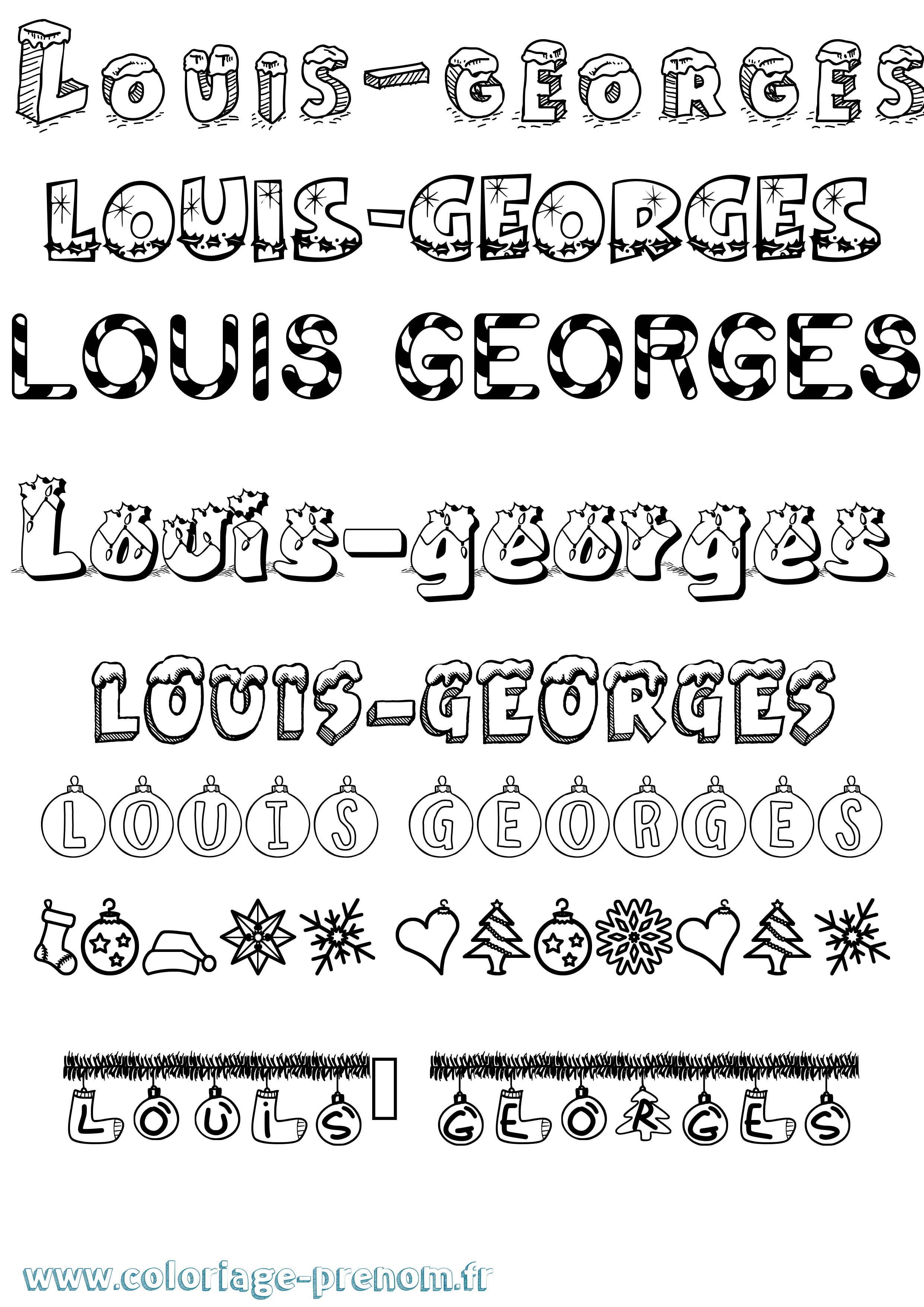 Coloriage Louis-Georges Noël Coloriage prénom Louis-Georges Noël
