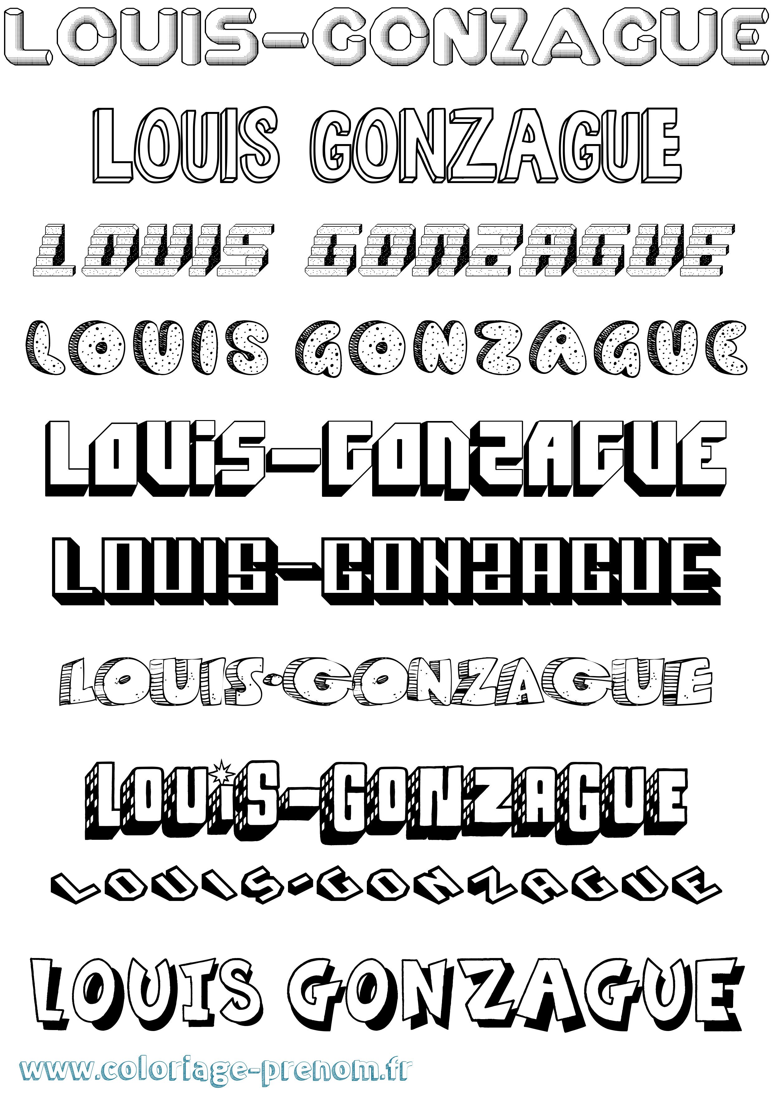 Coloriage Louis-Gonzague Effet 3D Coloriage prénom Louis-Gonzague Effet 3D