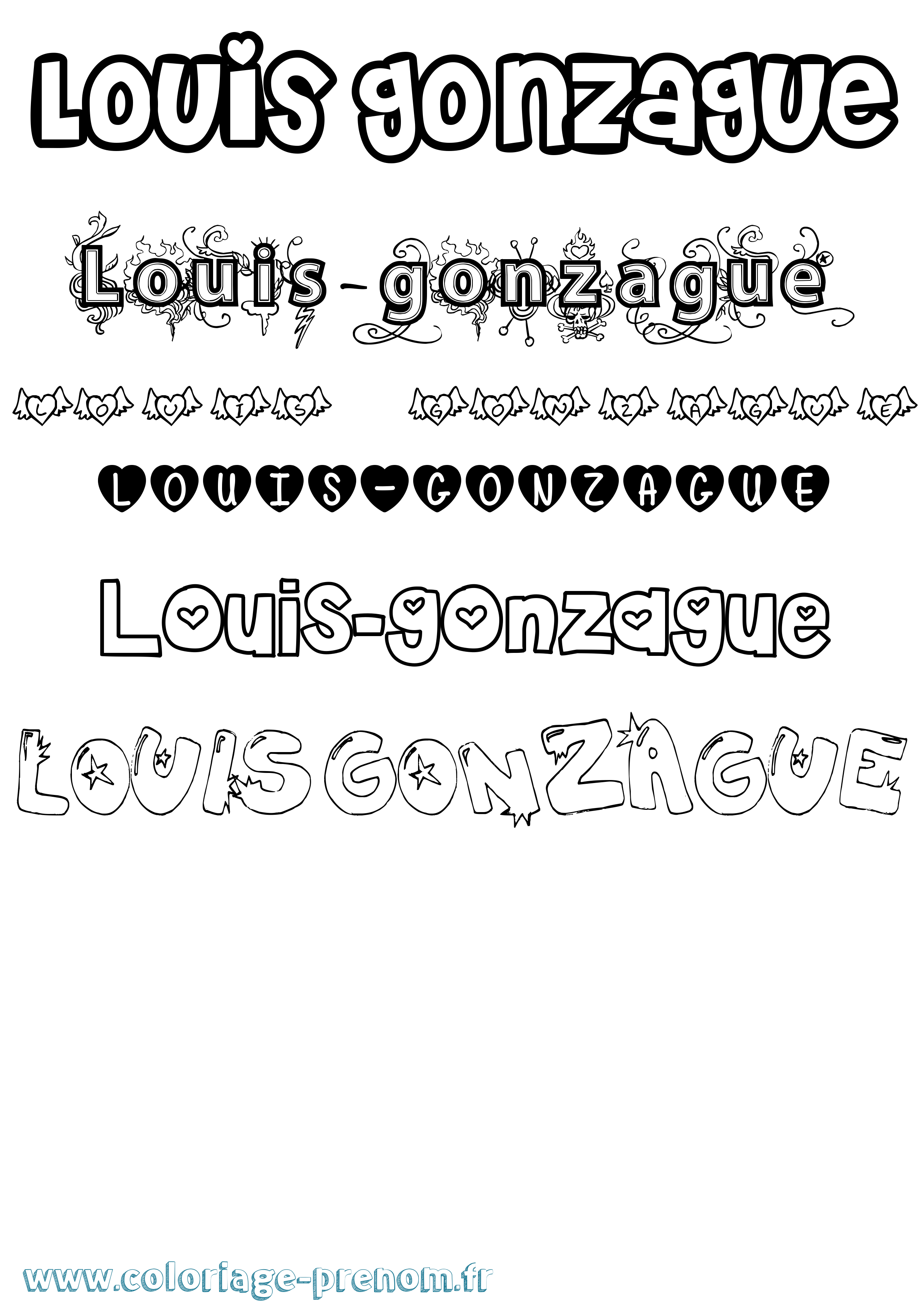 Coloriage Louis-Gonzague Girly Coloriage prénom Louis-Gonzague Girly