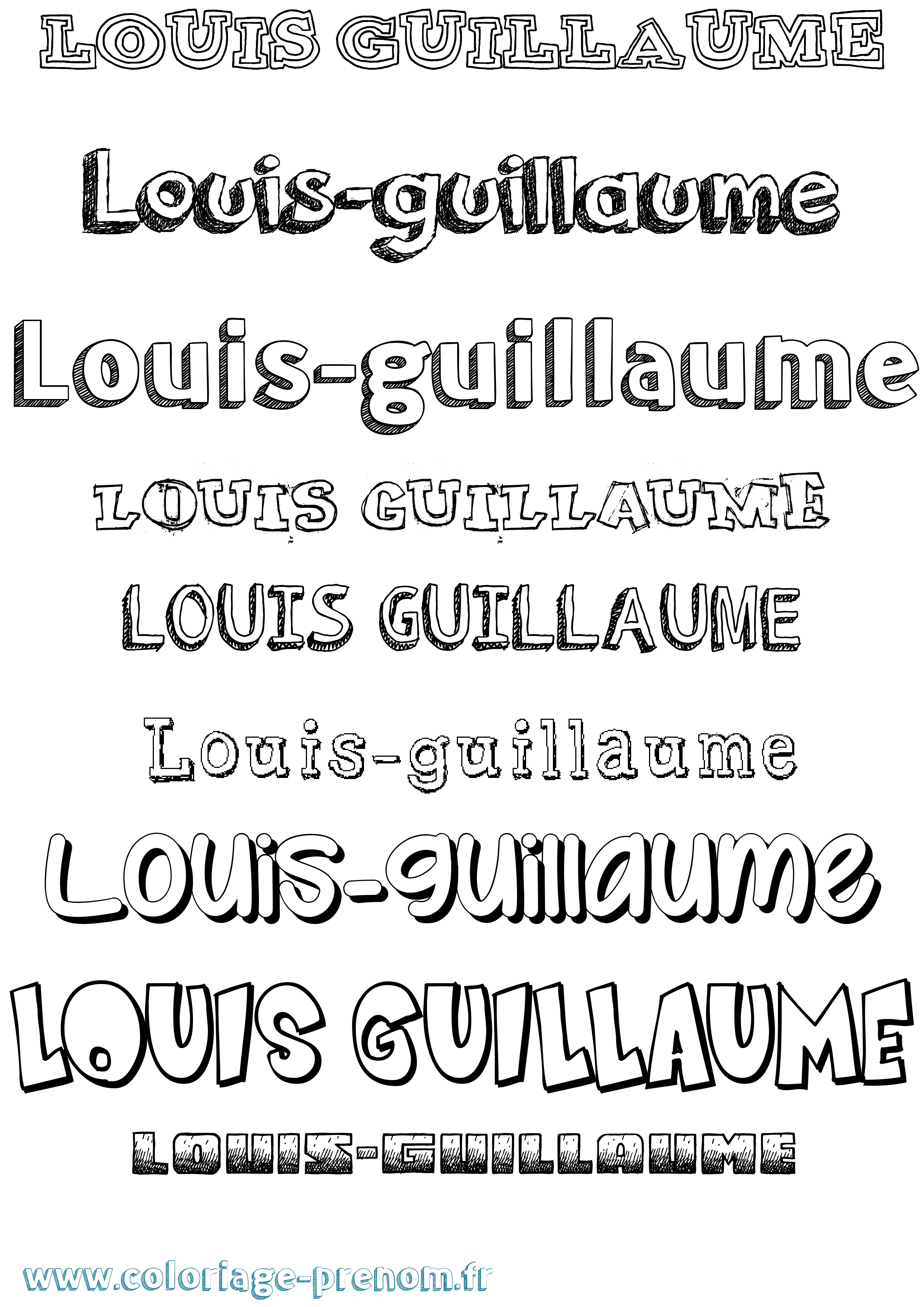 Coloriage Louis-Guillaume Dessiné Coloriage prénom Louis-Guillaume Dessiné