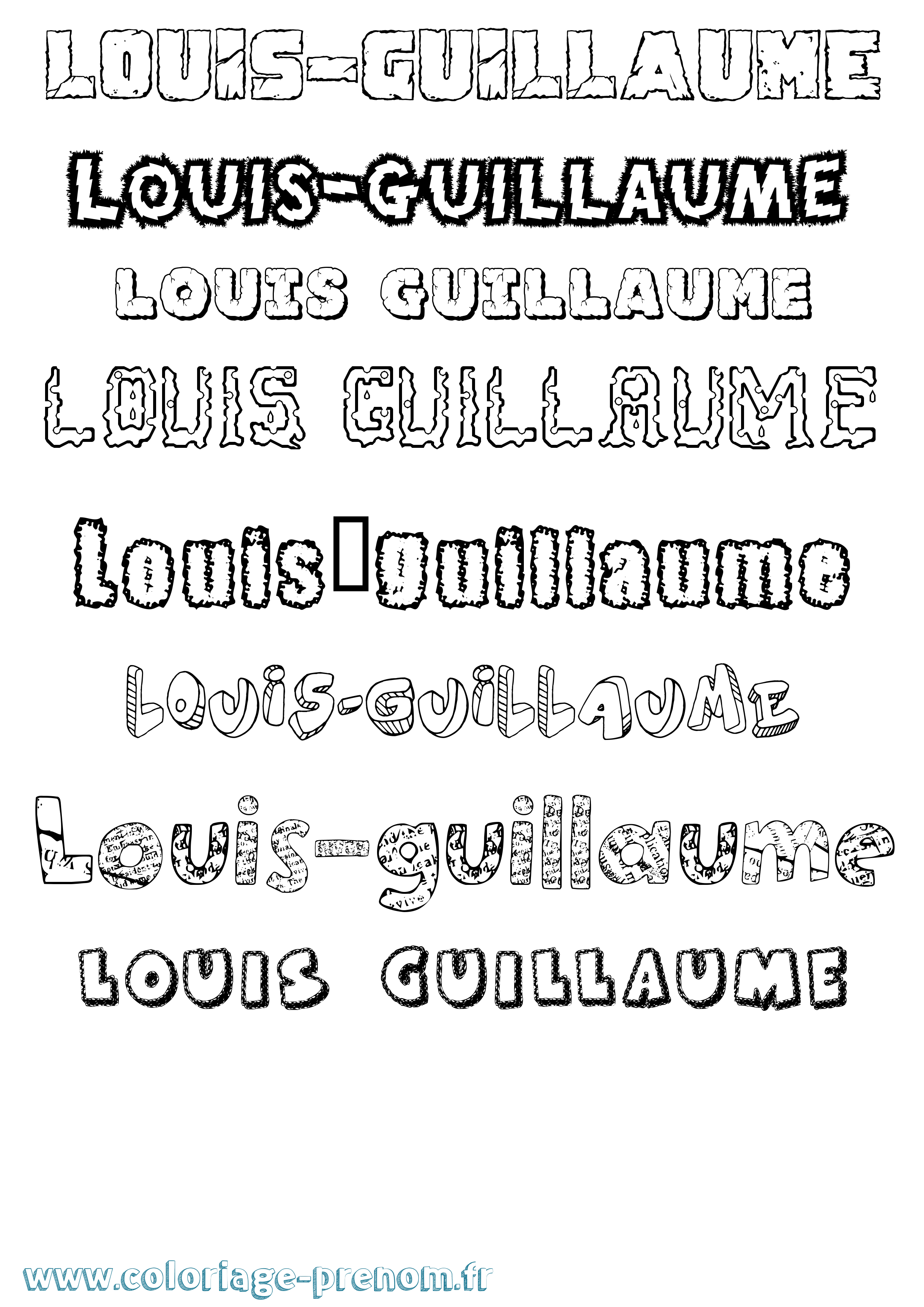 Coloriage Louis-Guillaume Destructuré Coloriage prénom Louis-Guillaume Destructuré
