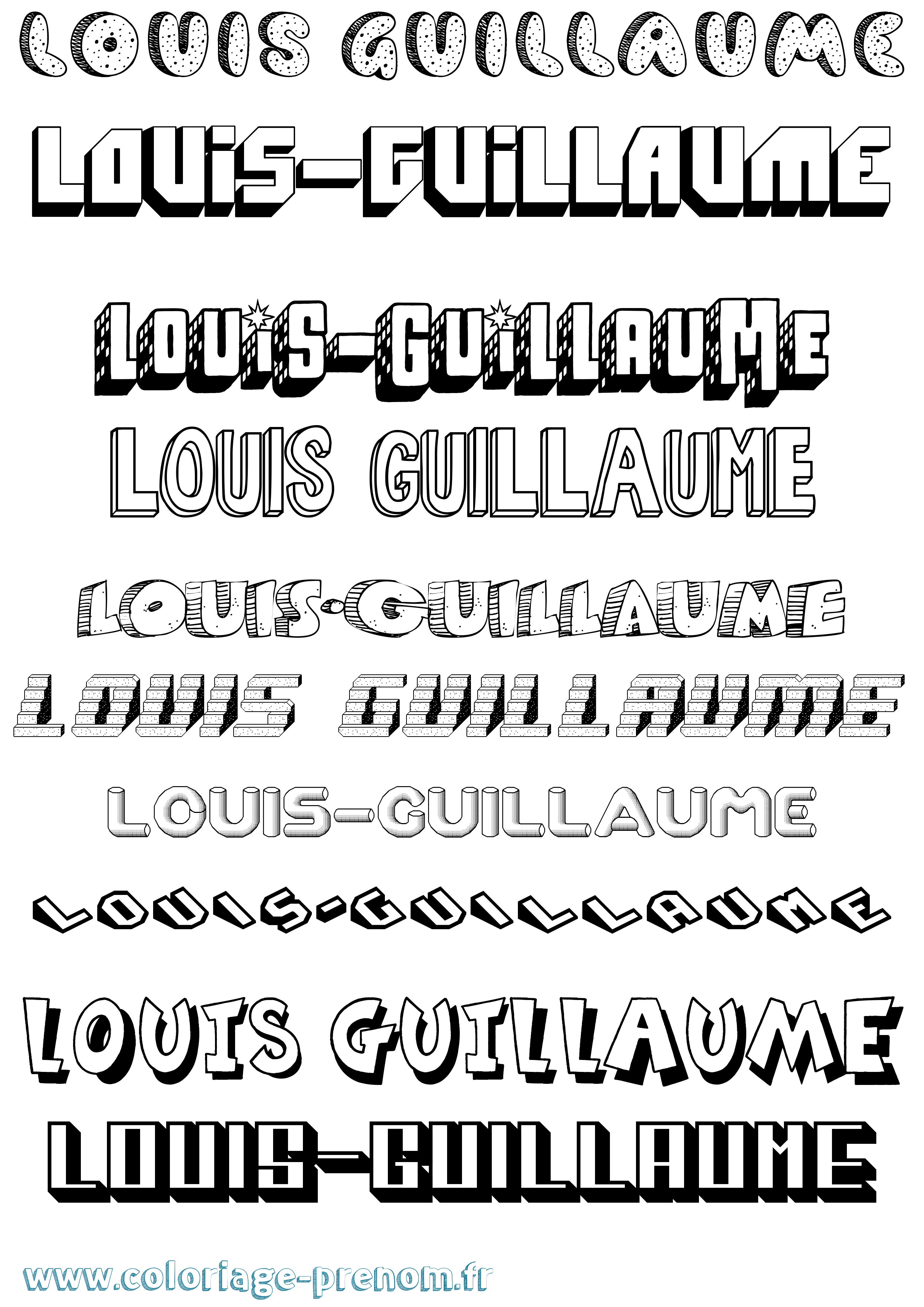 Coloriage Louis-Guillaume Effet 3D Coloriage prénom Louis-Guillaume Effet 3D