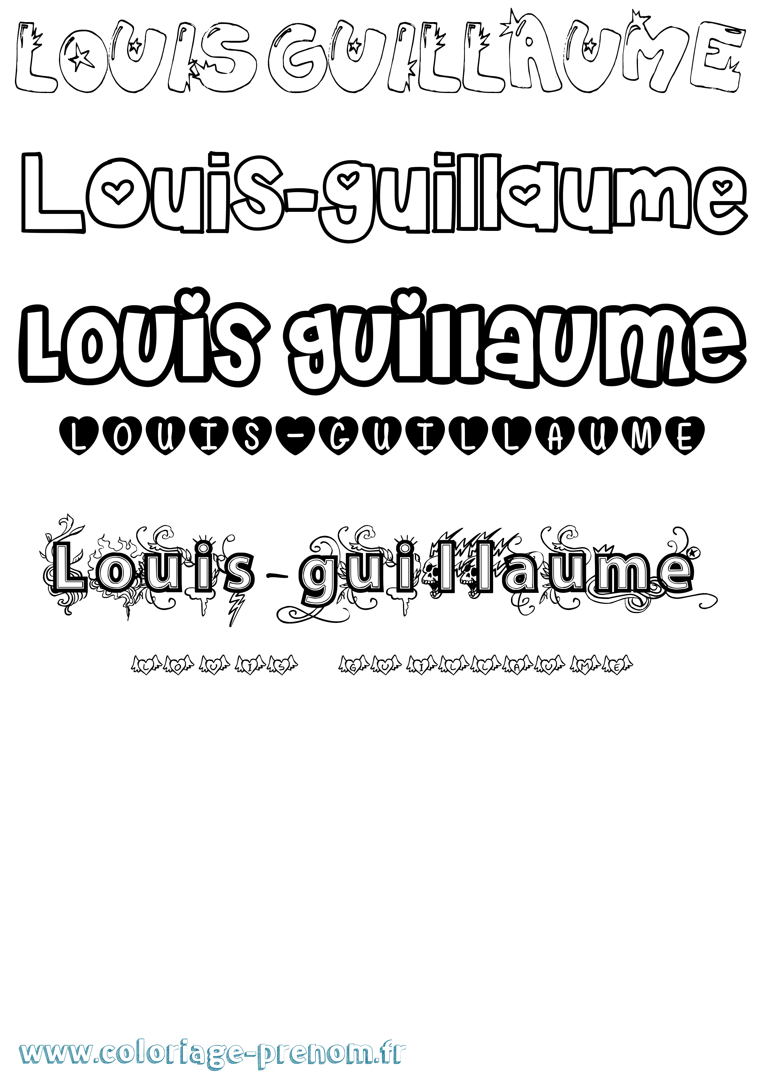 Coloriage Louis-Guillaume Girly Coloriage prénom Louis-Guillaume Girly
