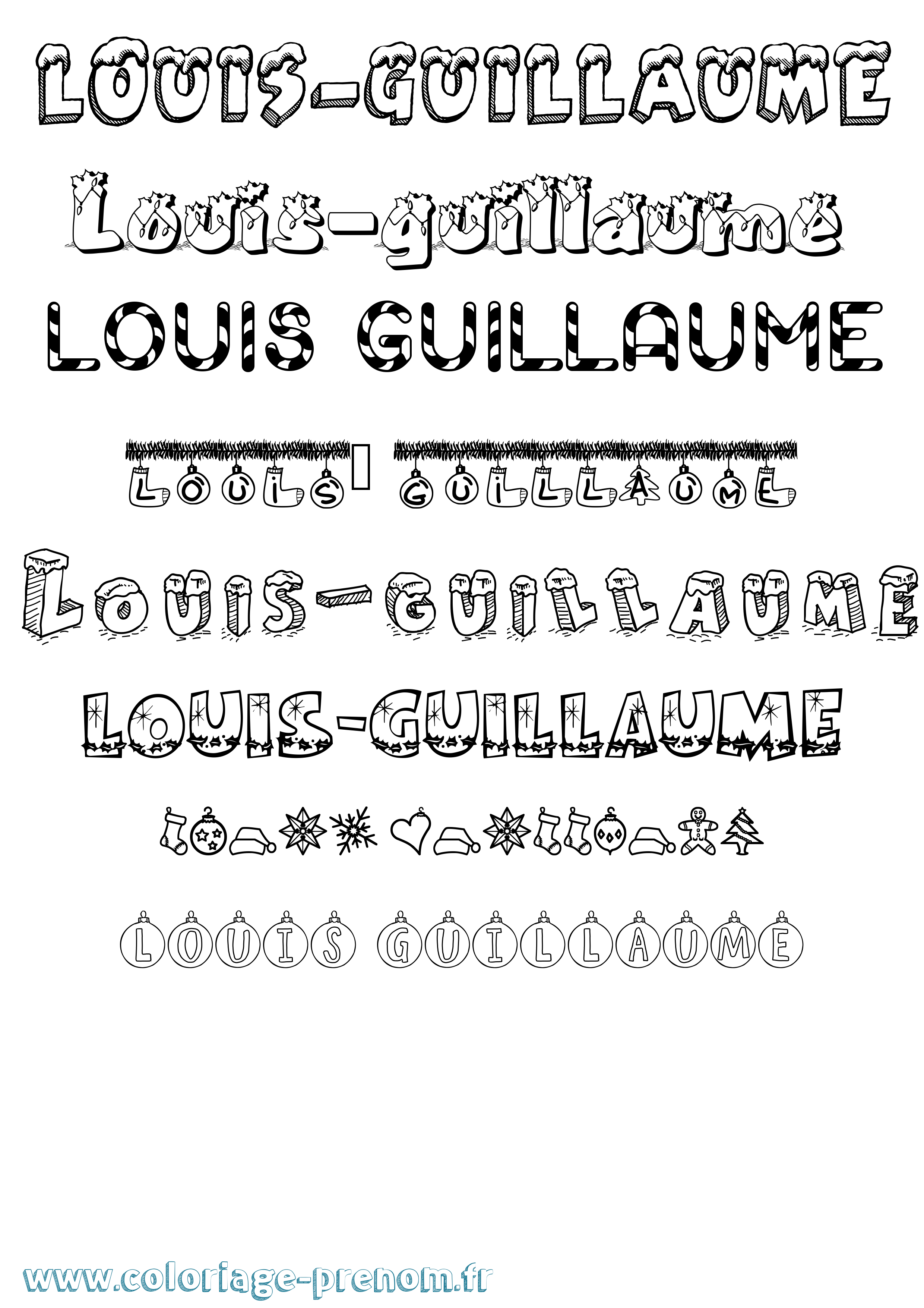 Coloriage Louis-Guillaume Noël Coloriage prénom Louis-Guillaume Noël