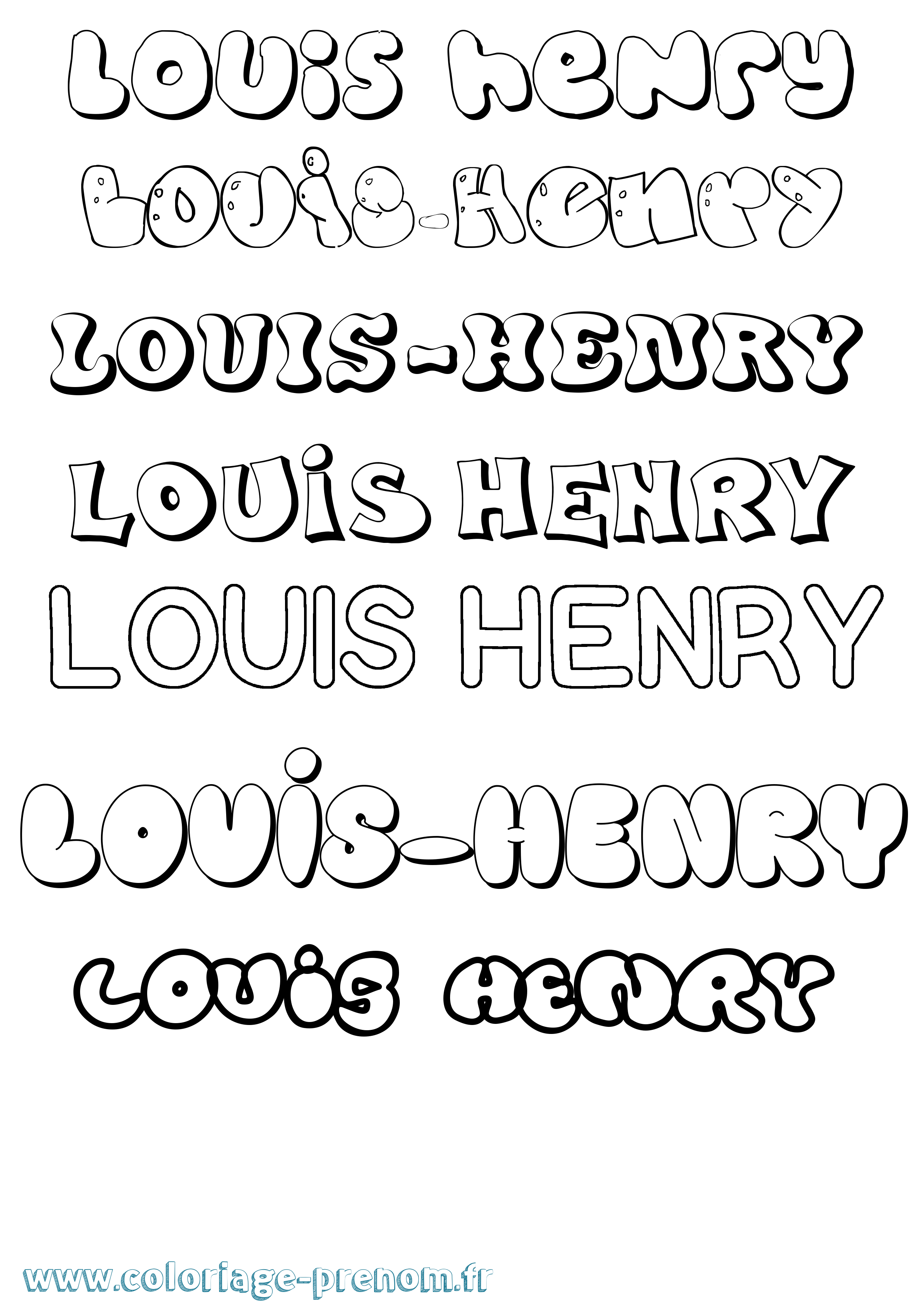Coloriage Louis-Henry Bubble Coloriage prénom Louis-Henry Bubble