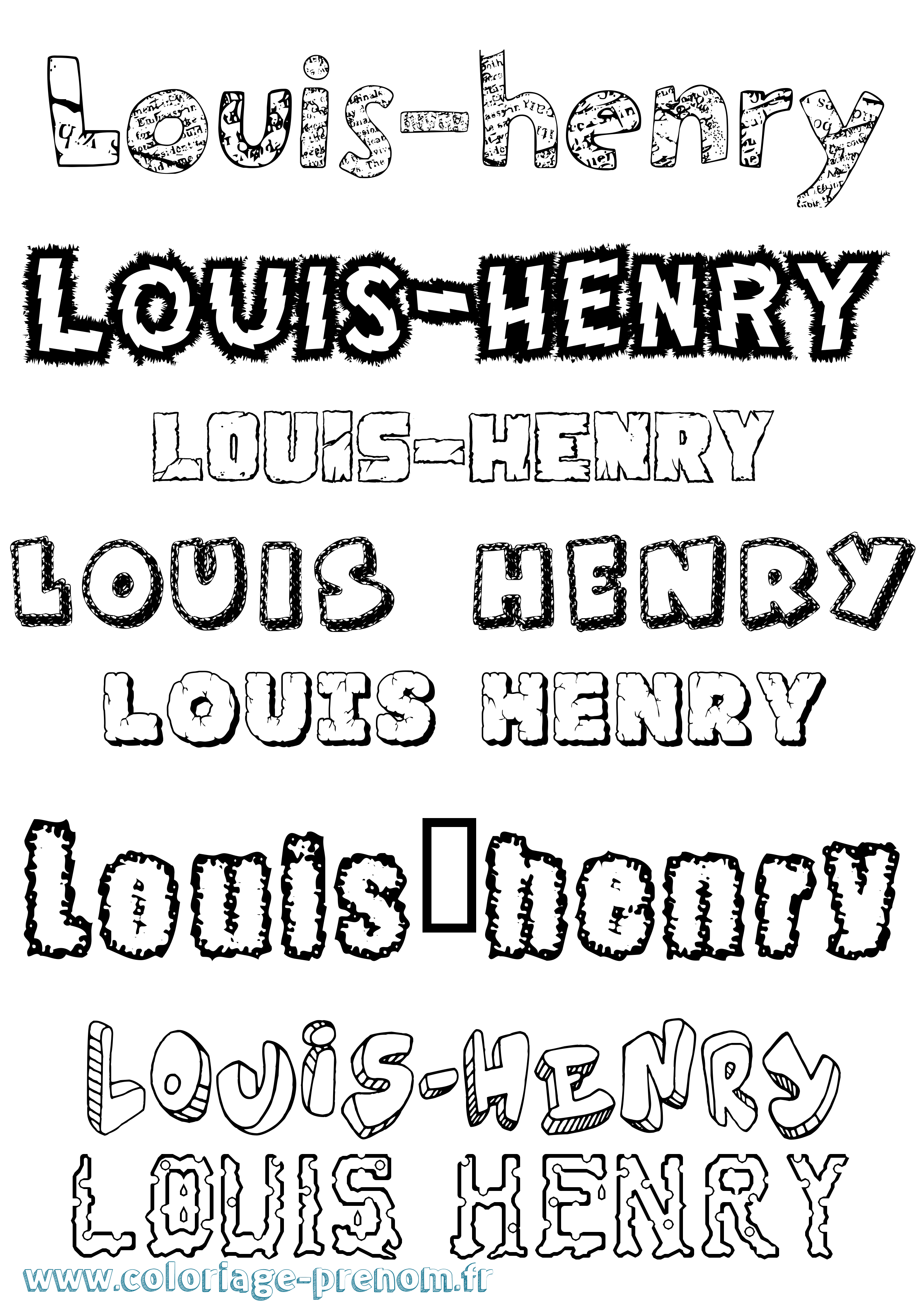 Coloriage Louis-Henry Destructuré Coloriage prénom Louis-Henry Destructuré
