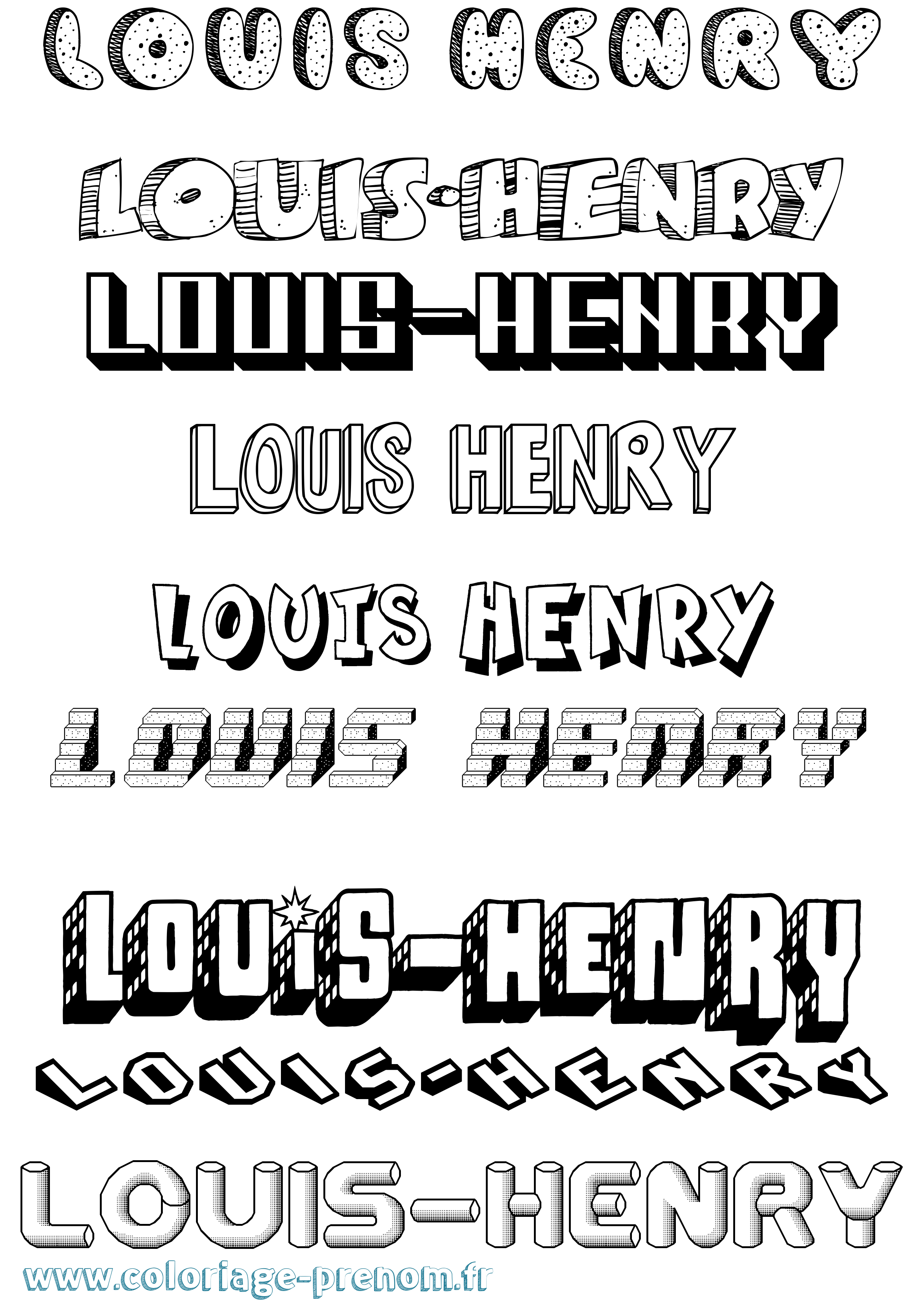 Coloriage Louis-Henry Effet 3D Coloriage prénom Louis-Henry Effet 3D