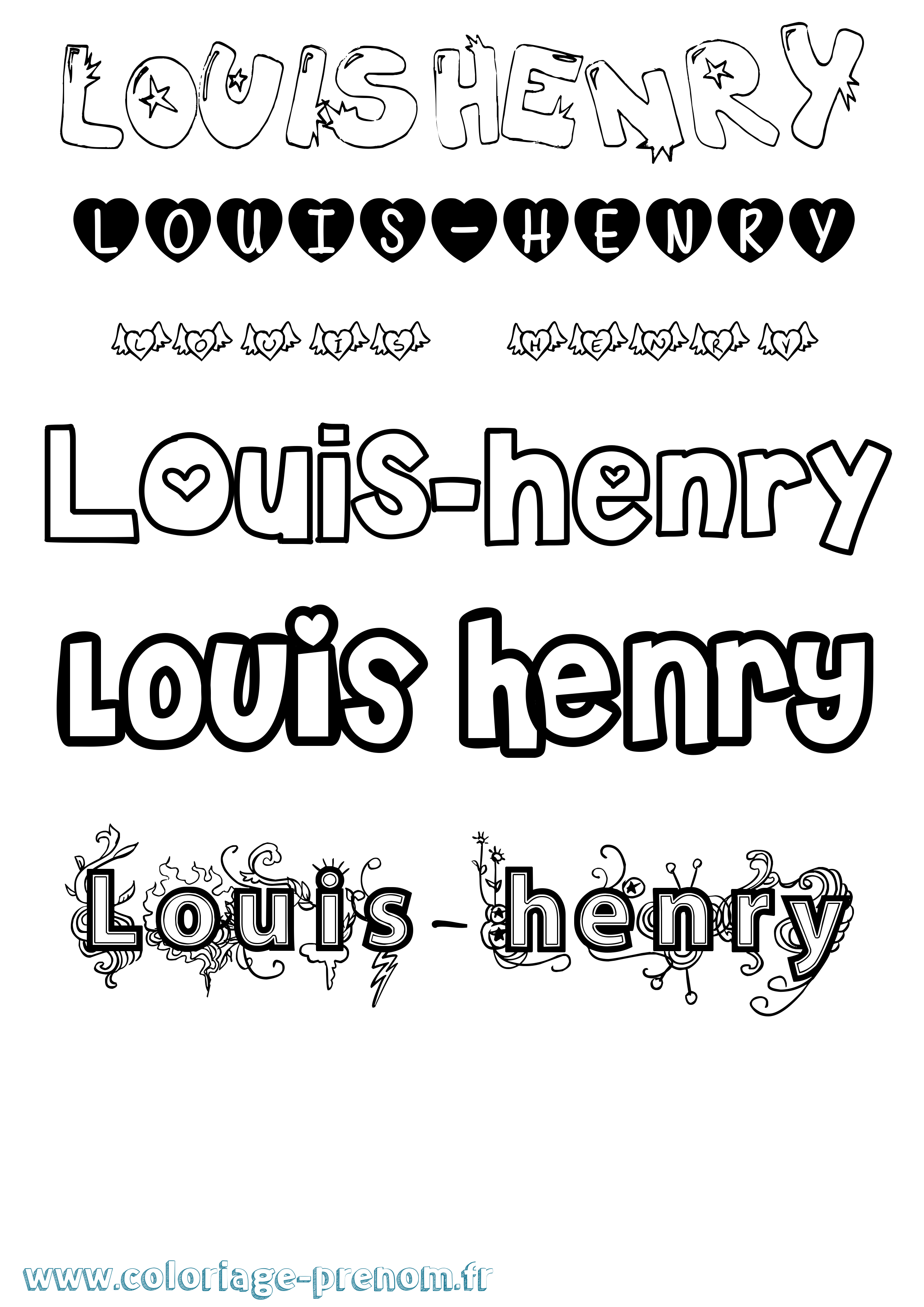 Coloriage Louis-Henry Girly Coloriage prénom Louis-Henry Girly