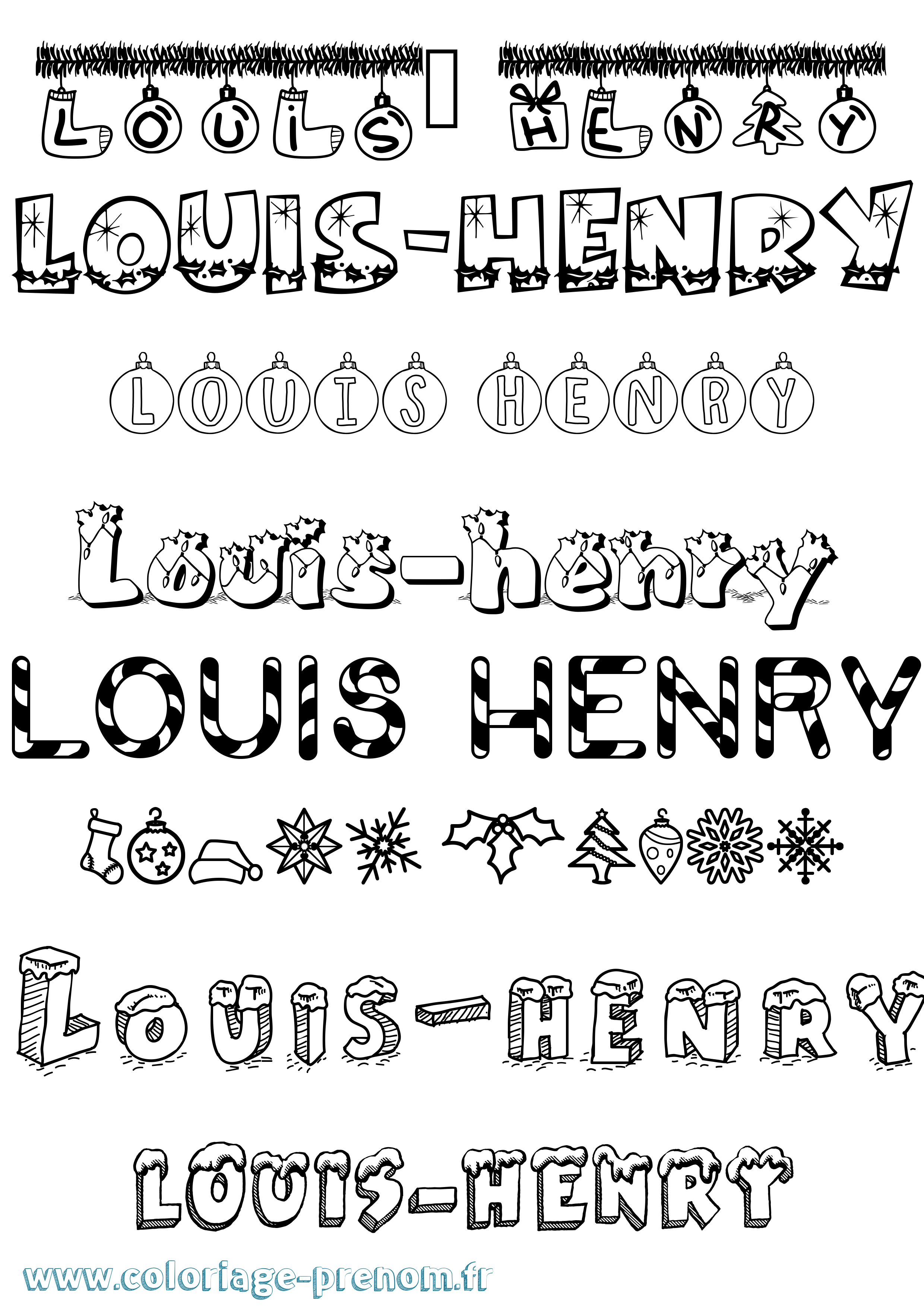 Coloriage Louis-Henry Noël Coloriage prénom Louis-Henry Noël