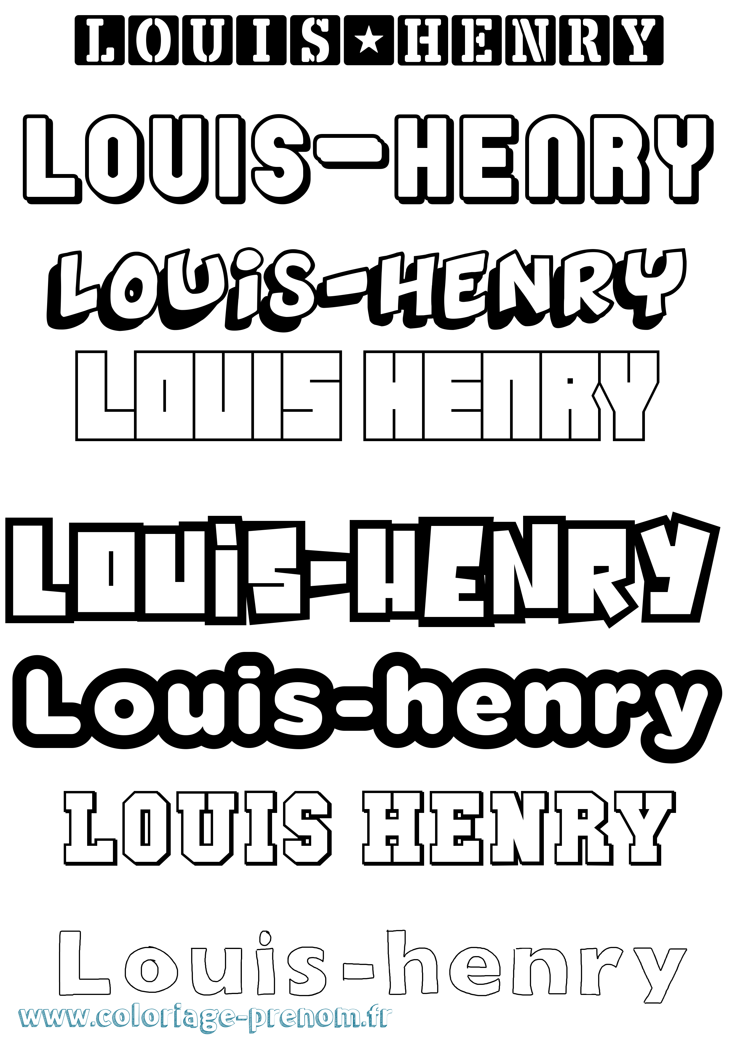 Coloriage Louis-Henry Simple Coloriage prénom Louis-Henry Simple