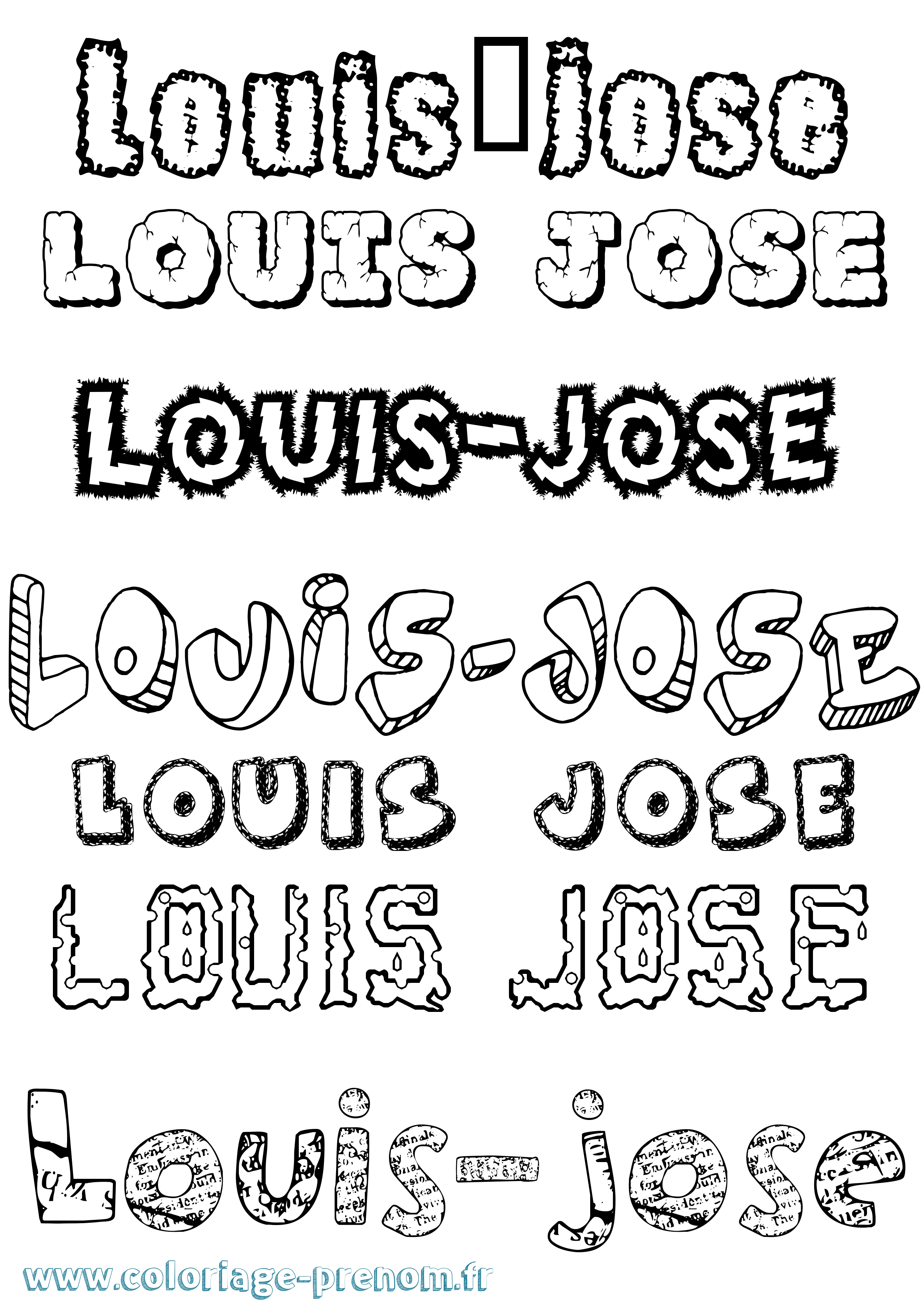 Coloriage Louis-José Destructuré Coloriage prénom Louis-José Destructuré