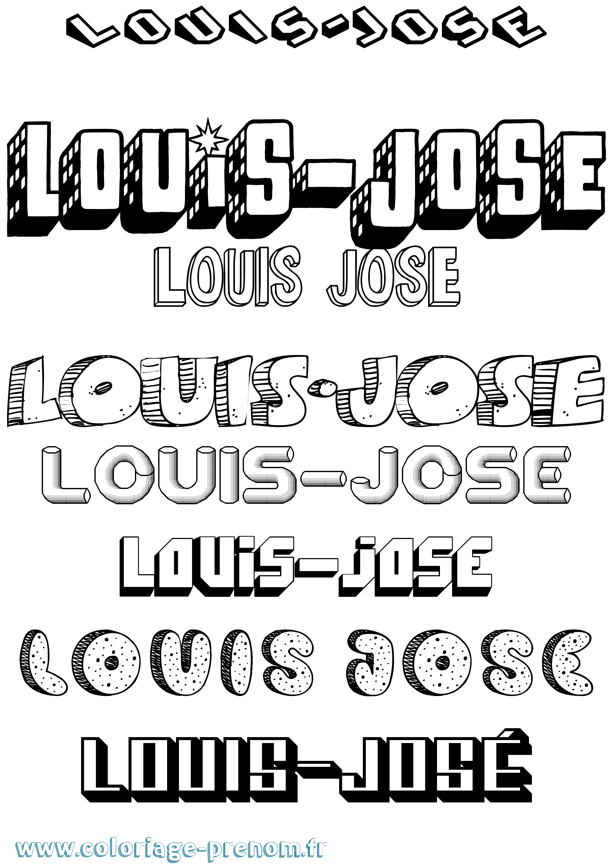 Coloriage Louis-José Effet 3D Coloriage prénom Louis-José Effet 3D