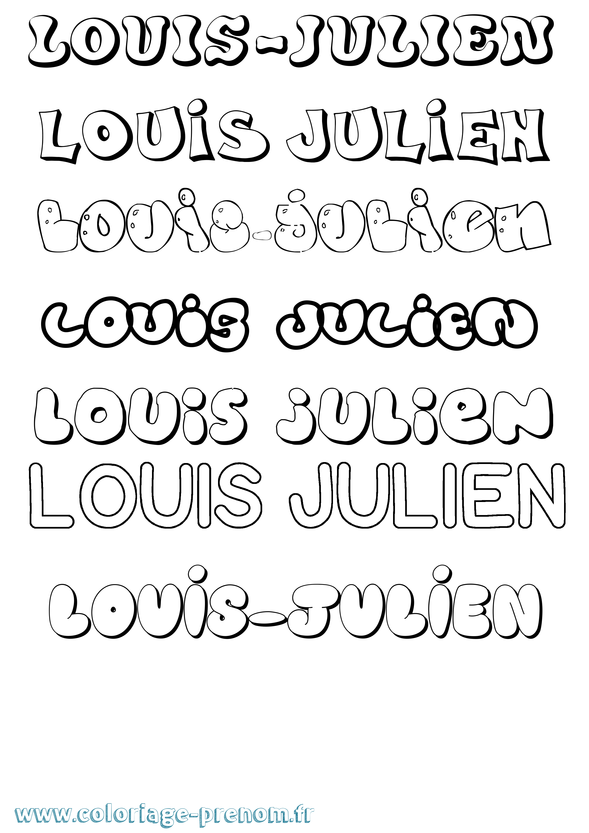 Coloriage Louis-Julien Bubble Coloriage prénom Louis-Julien Bubble