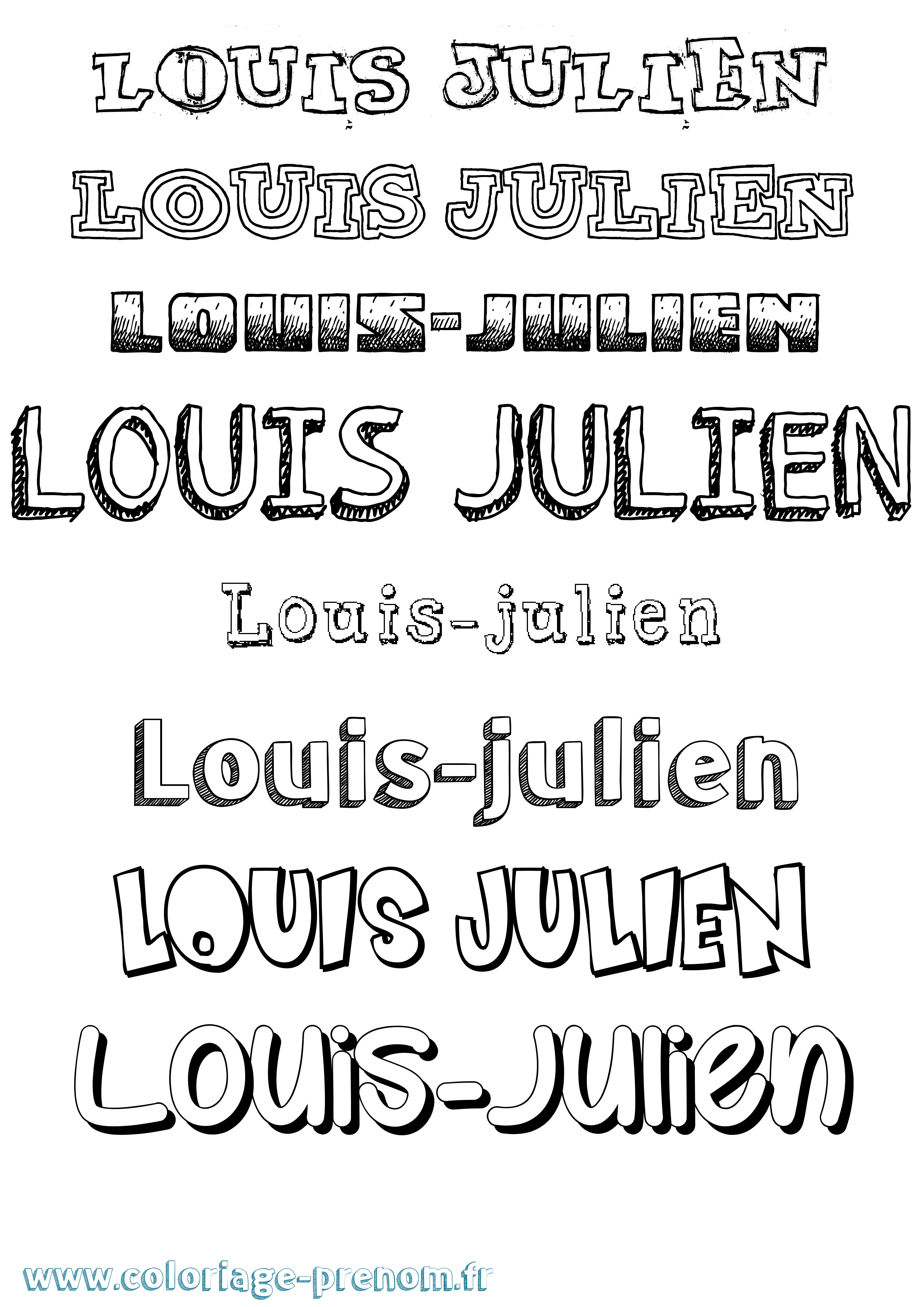 Coloriage Louis-Julien Dessiné Coloriage prénom Louis-Julien Dessiné