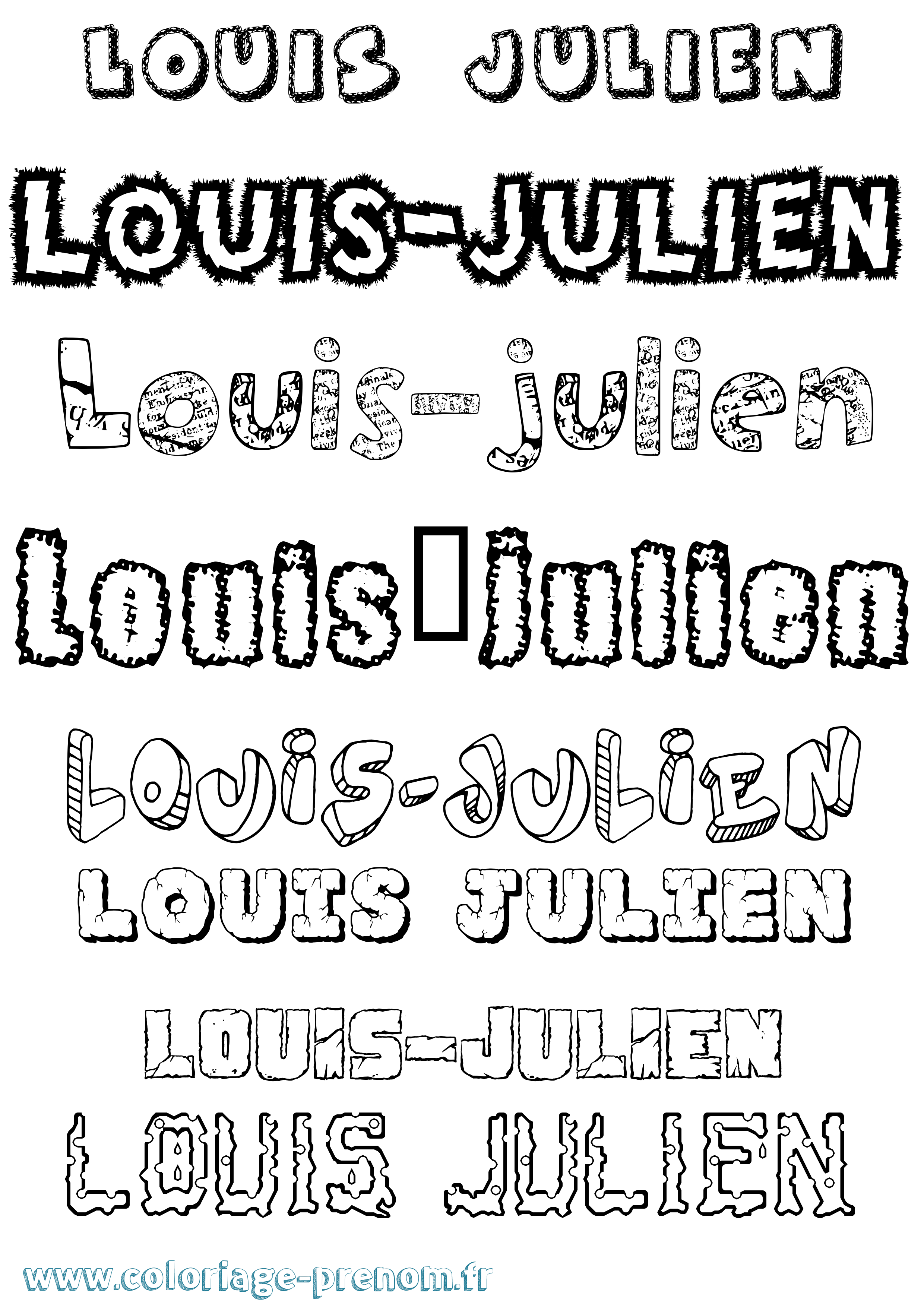 Coloriage Louis-Julien Destructuré Coloriage prénom Louis-Julien Destructuré
