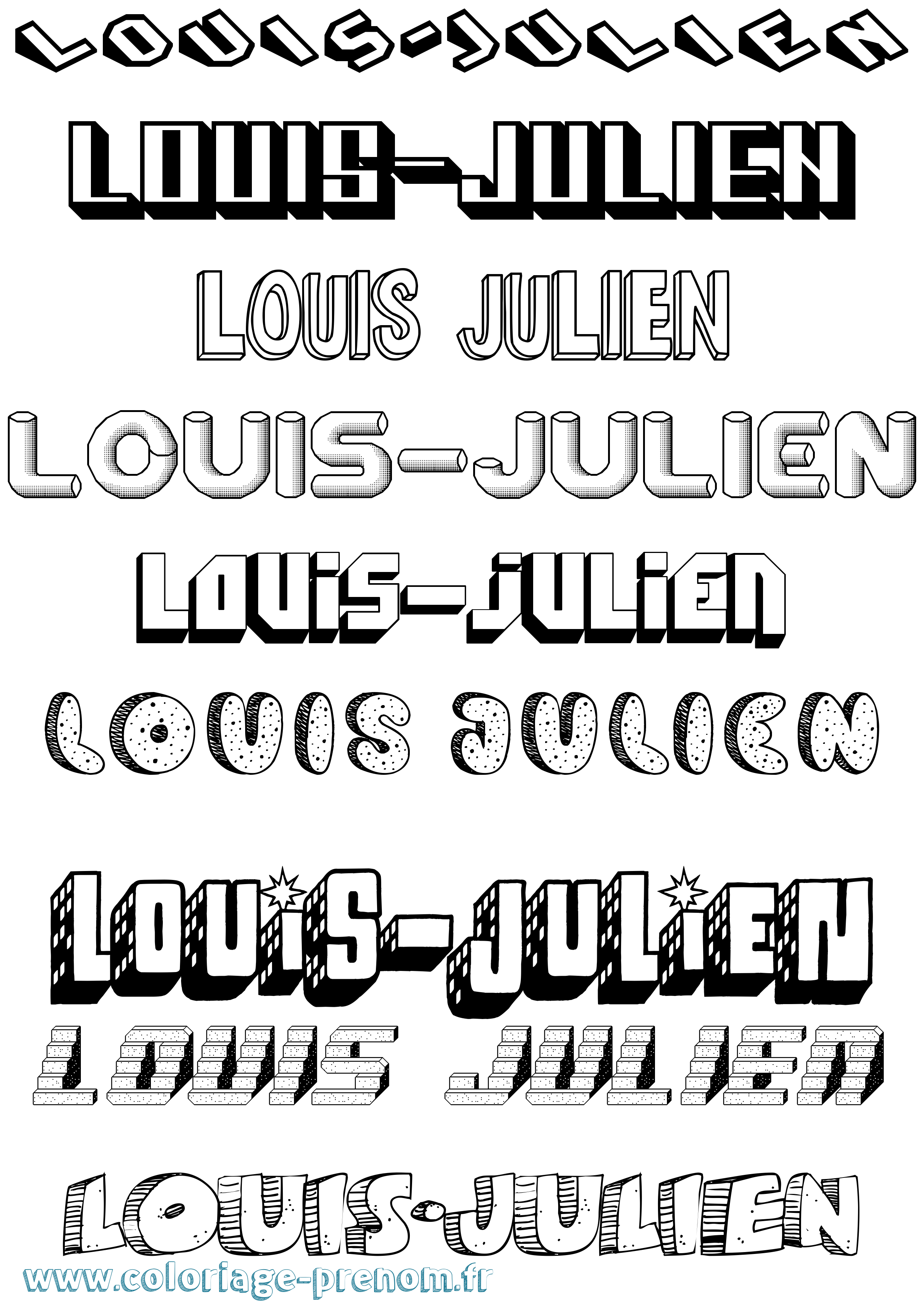 Coloriage Louis-Julien Effet 3D Coloriage prénom Louis-Julien Effet 3D