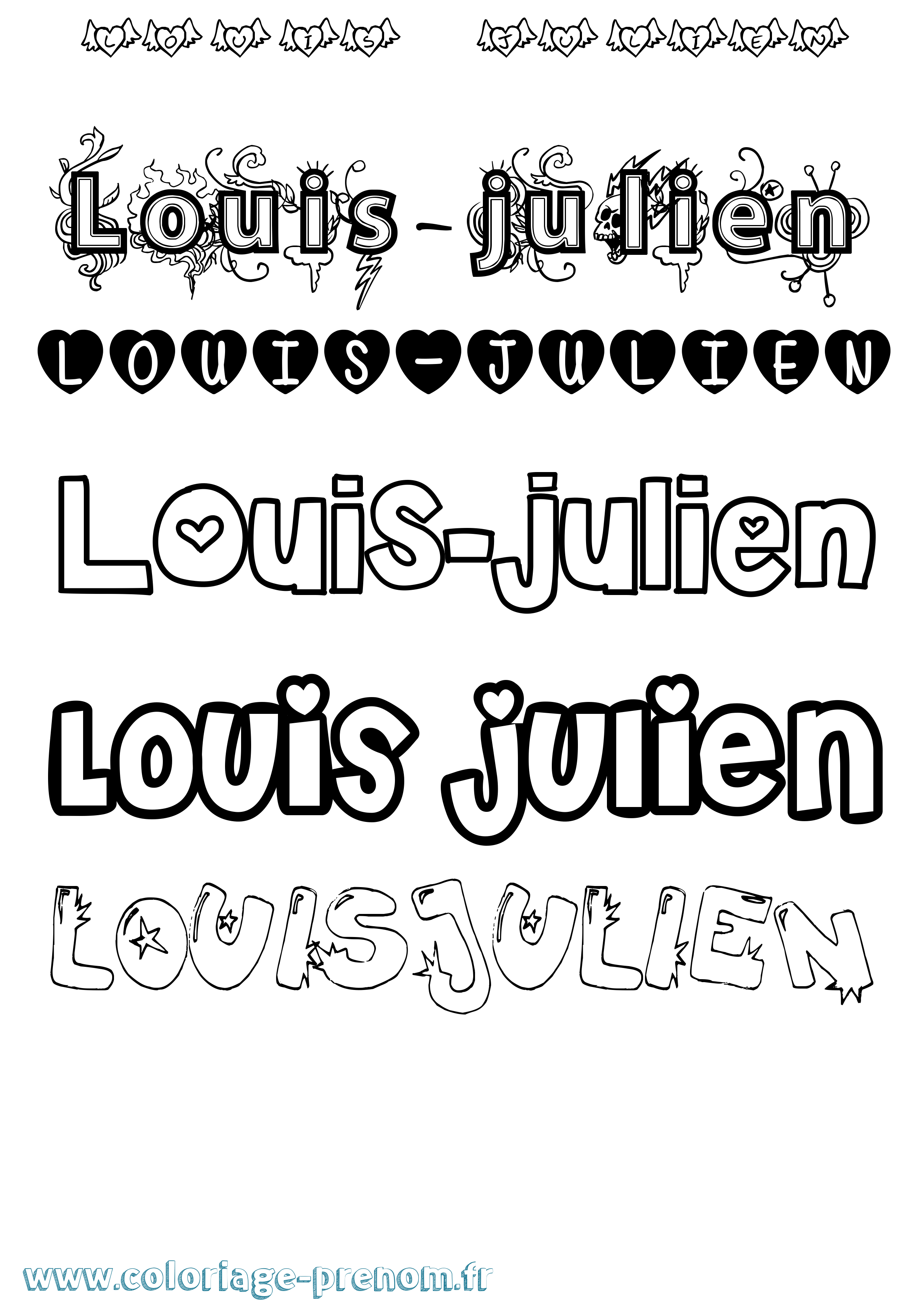Coloriage Louis-Julien Girly Coloriage prénom Louis-Julien Girly