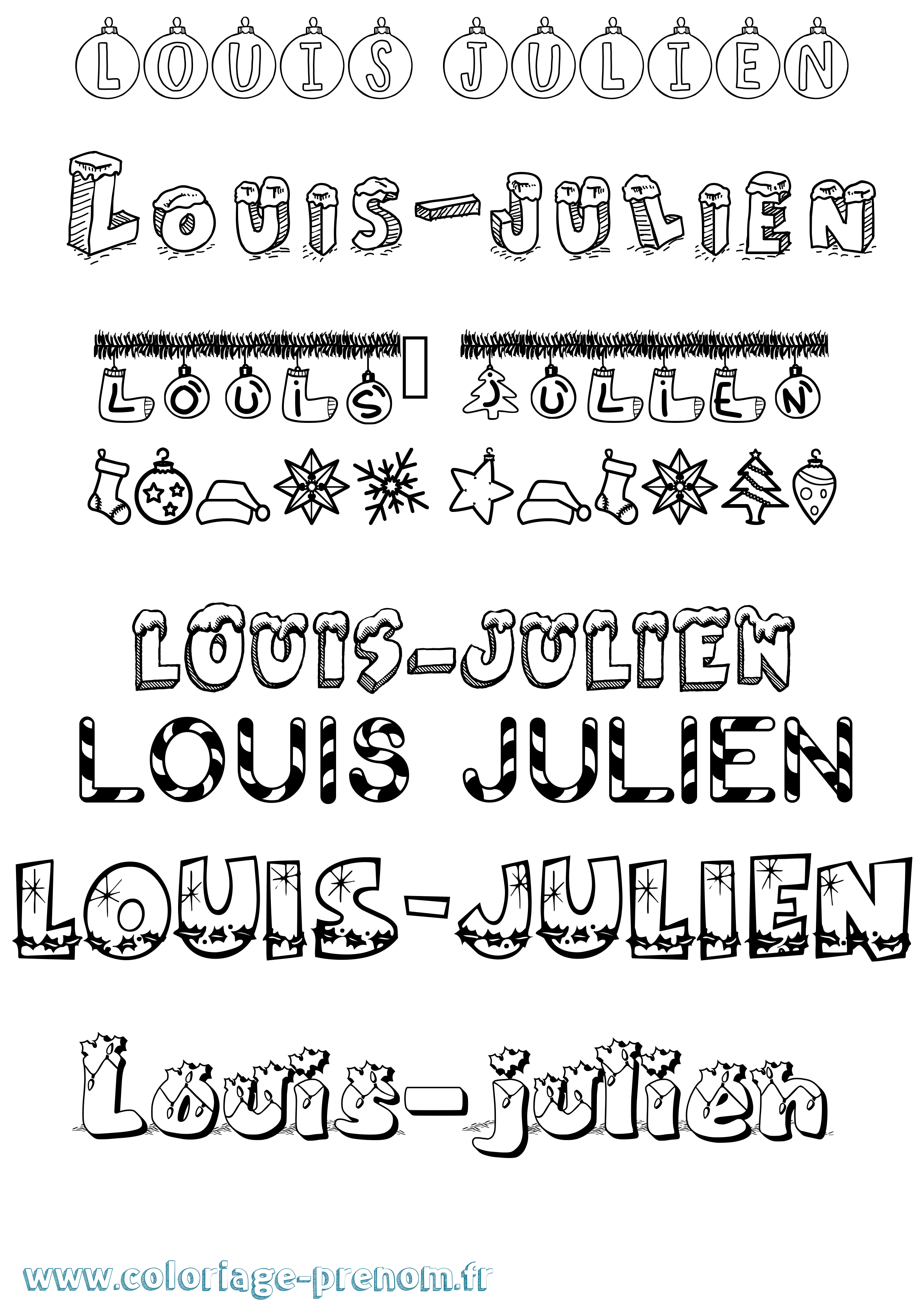 Coloriage Louis-Julien Noël Coloriage prénom Louis-Julien Noël