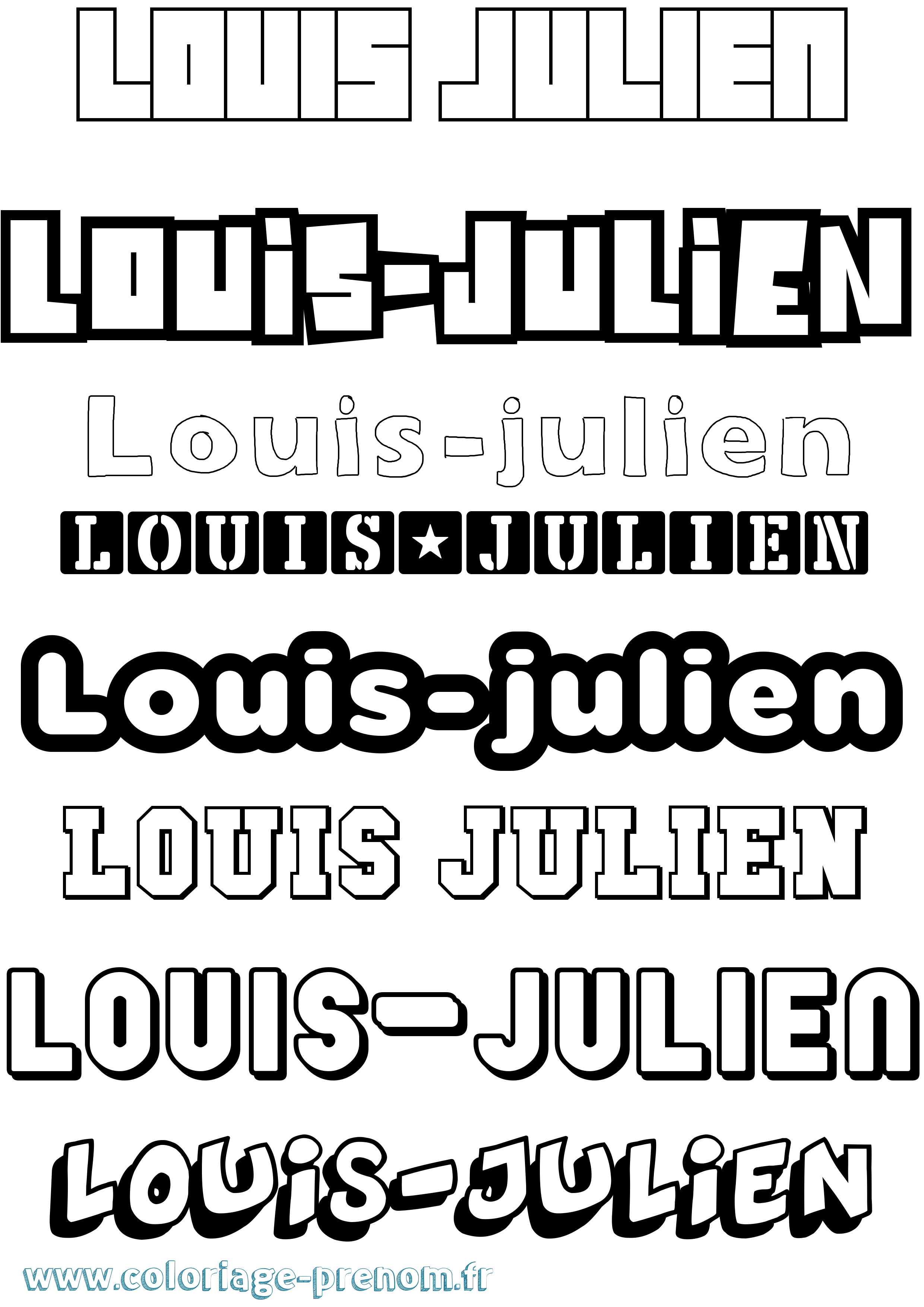 Coloriage Louis-Julien Simple Coloriage prénom Louis-Julien Simple