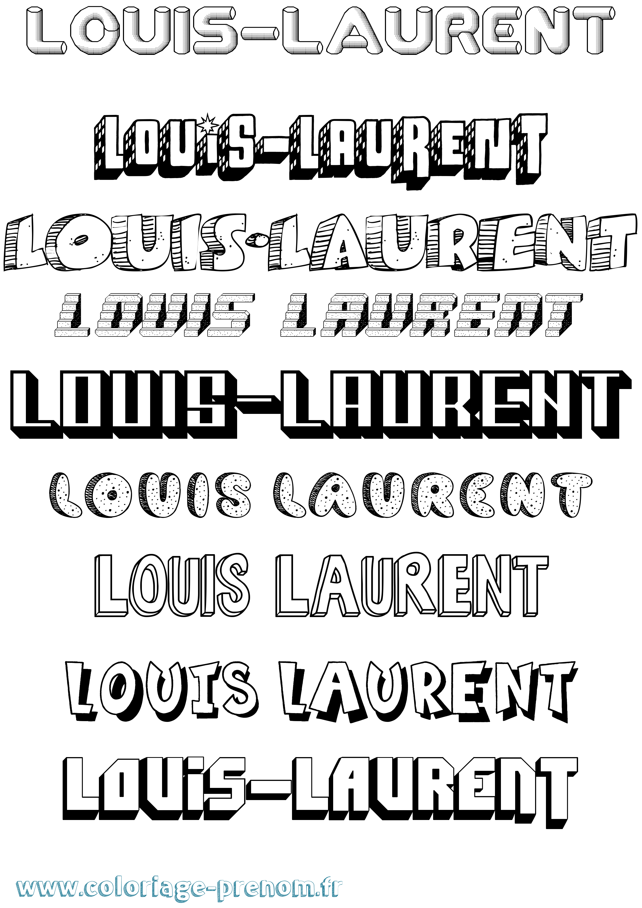 Coloriage Louis-Laurent Effet 3D Coloriage prénom Louis-Laurent Effet 3D