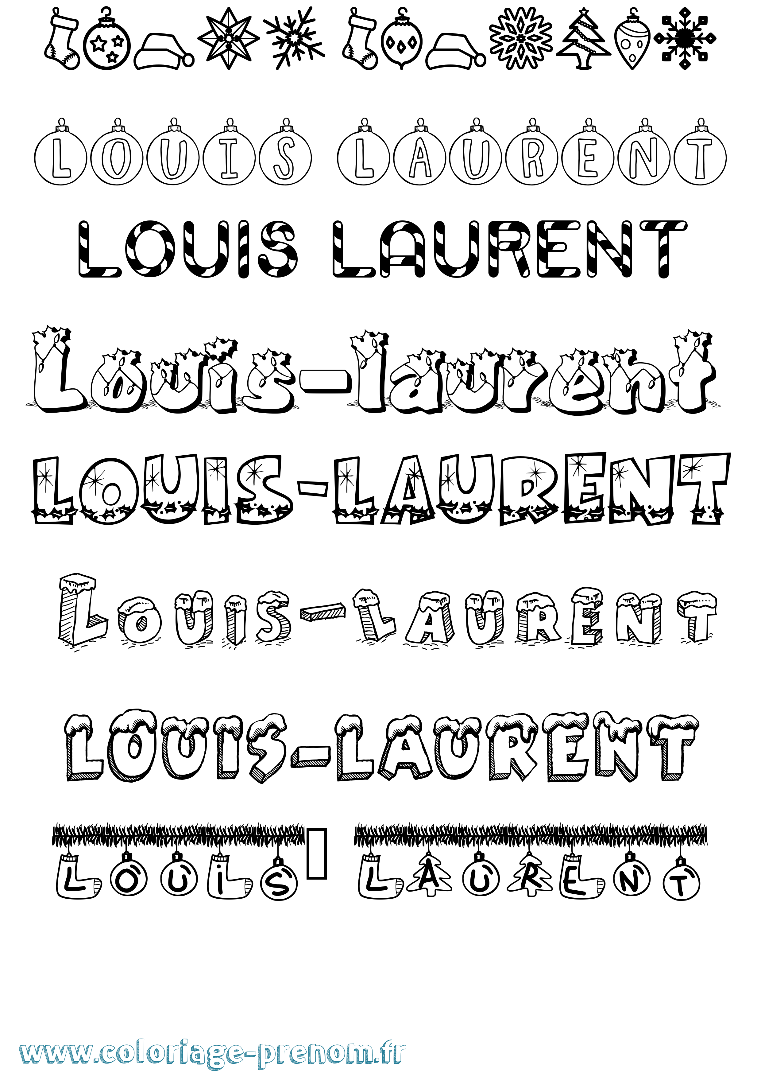 Coloriage Louis-Laurent Noël Coloriage prénom Louis-Laurent Noël