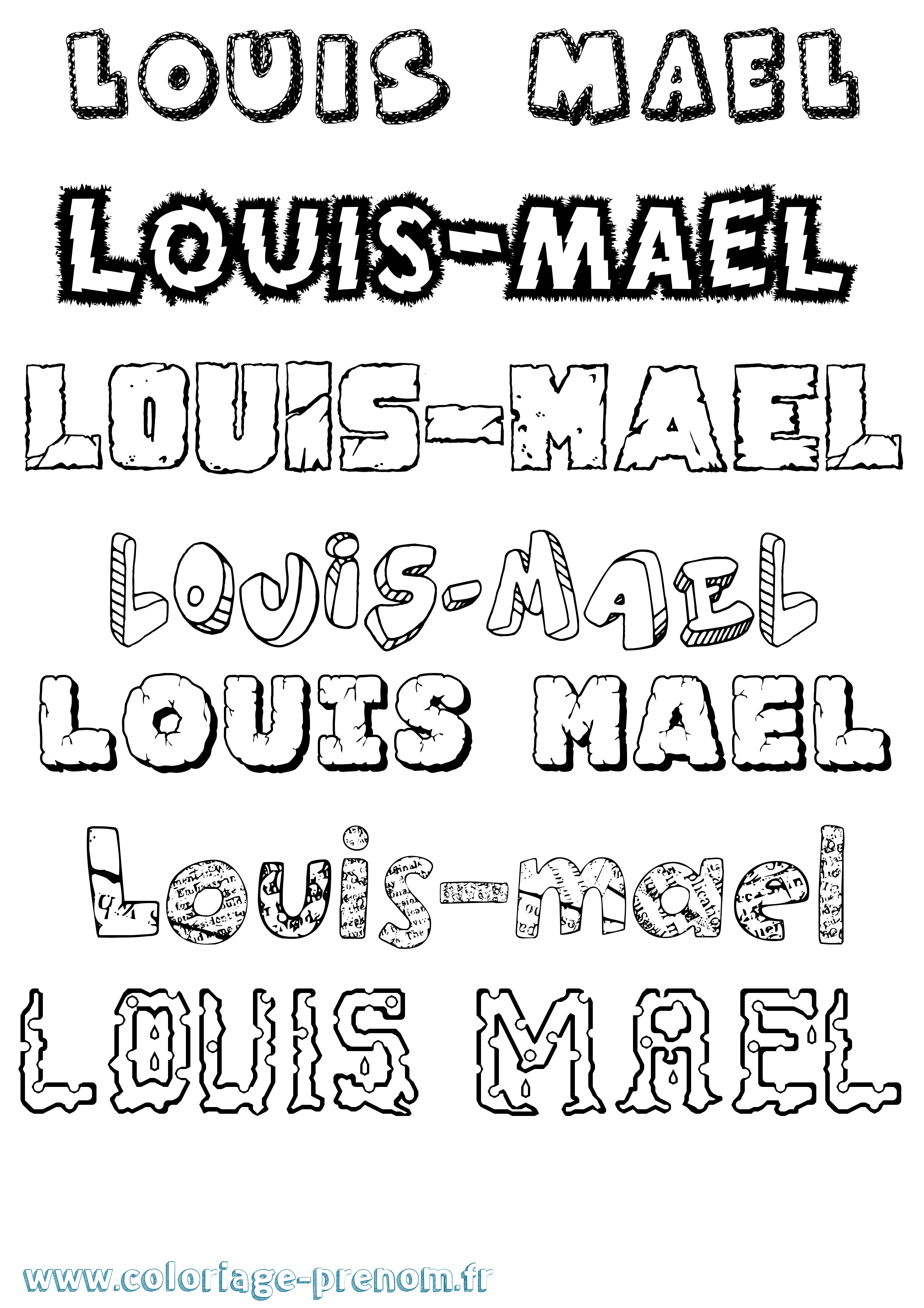 Coloriage Louis-Mael Destructuré Coloriage prénom Louis-Mael Destructuré