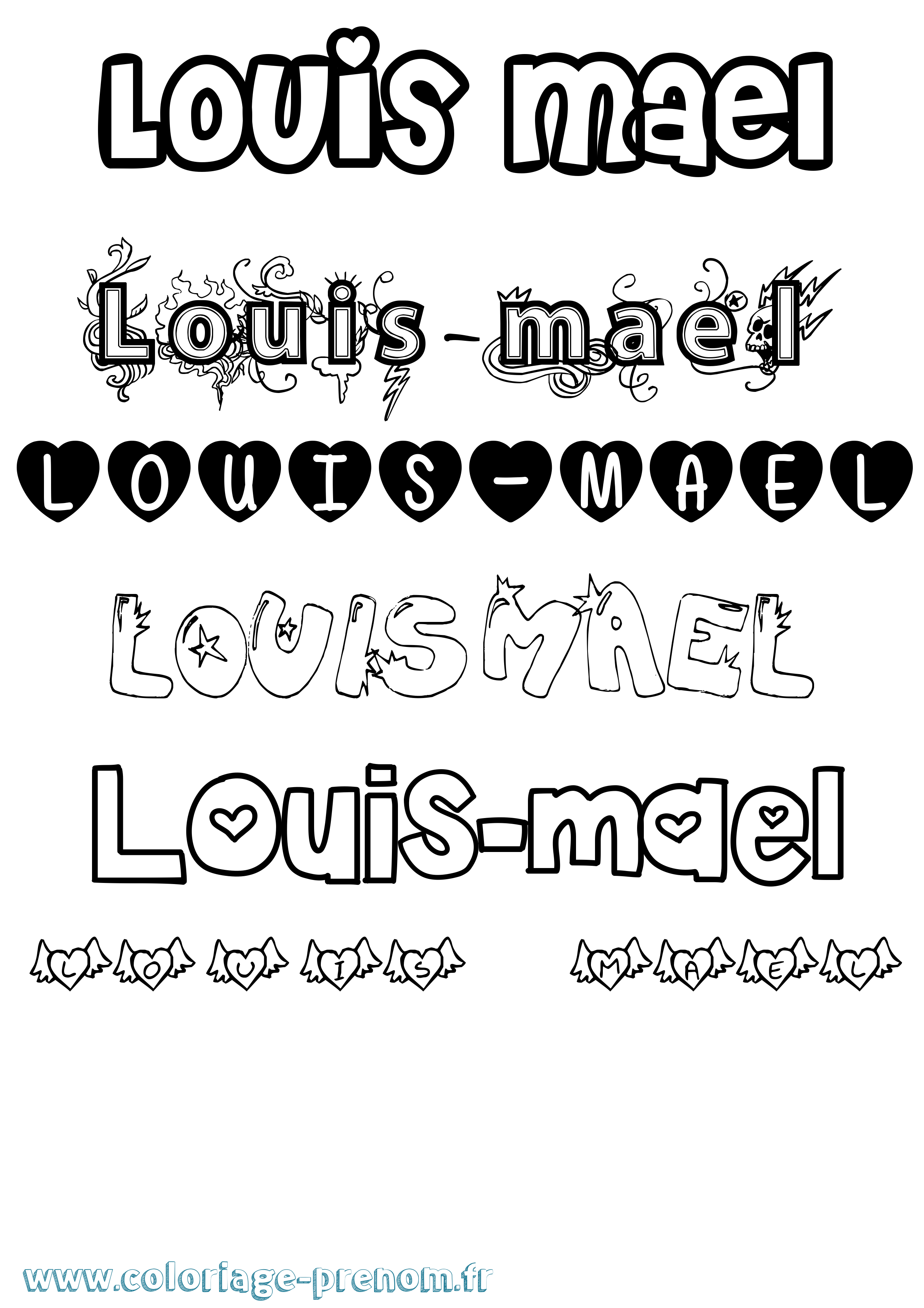 Coloriage Louis-Mael Girly Coloriage prénom Louis-Mael Girly