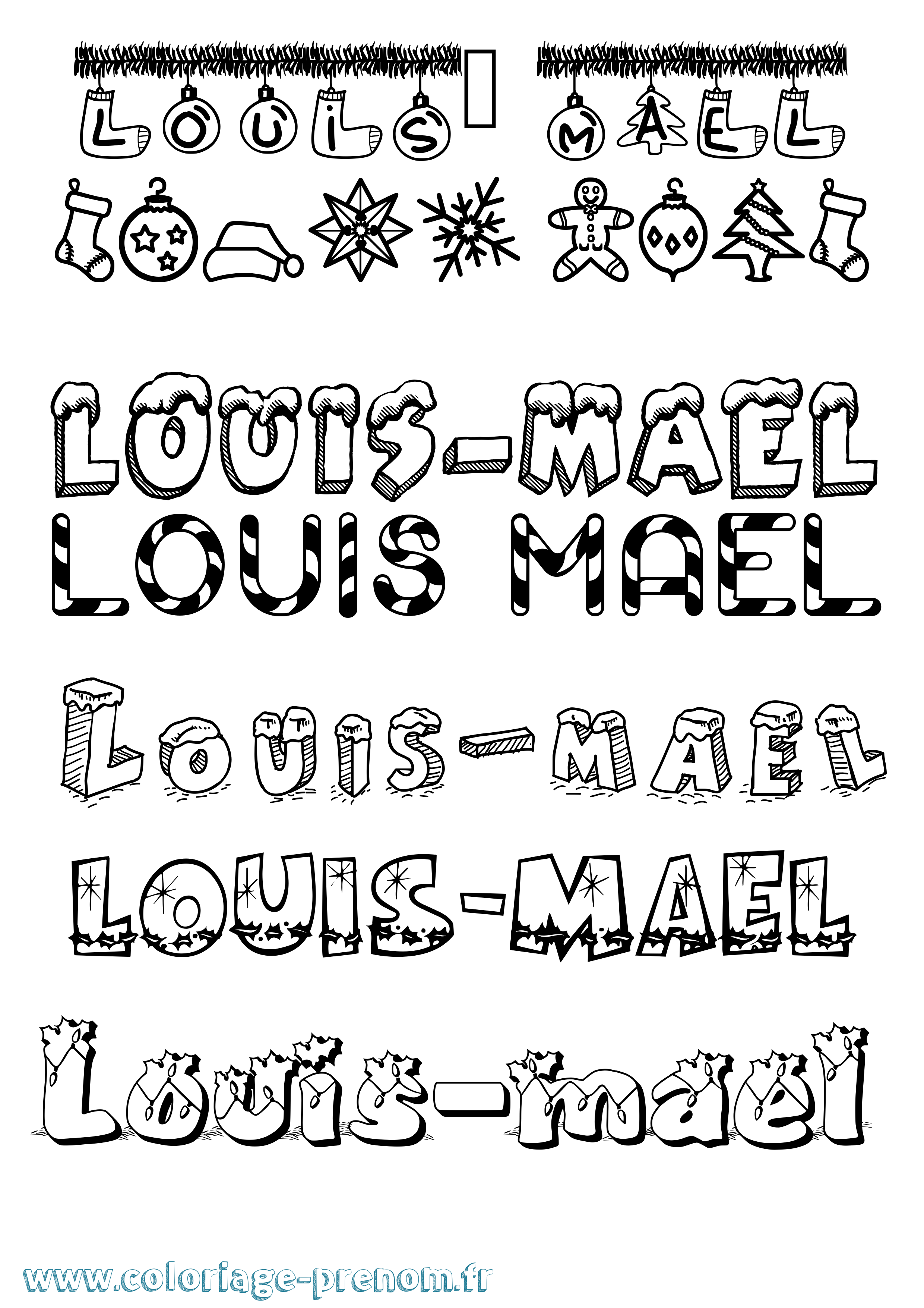 Coloriage Louis-Mael Noël Coloriage prénom Louis-Mael Noël