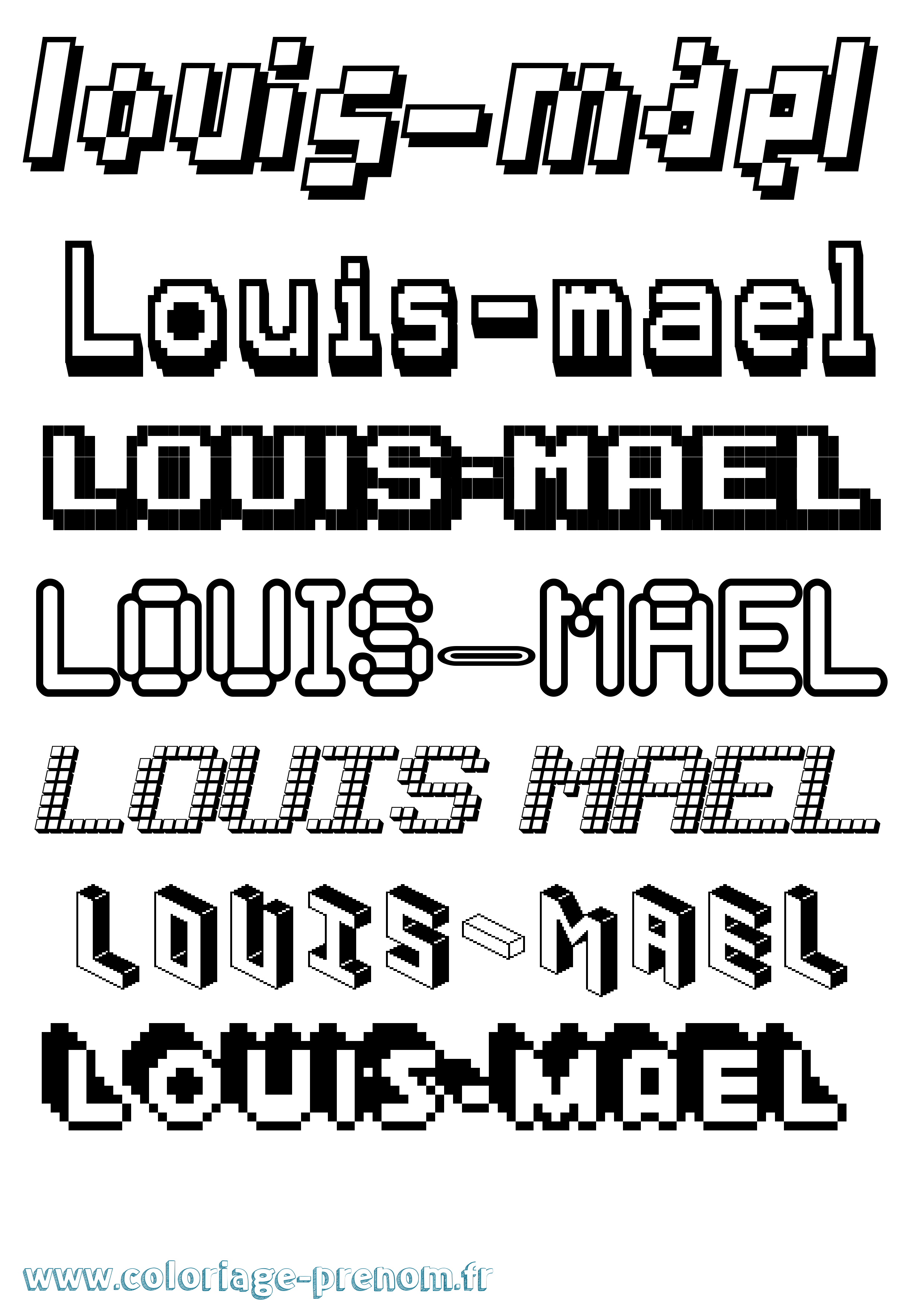 Coloriage Louis-Mael Pixel Coloriage prénom Louis-Mael Pixel
