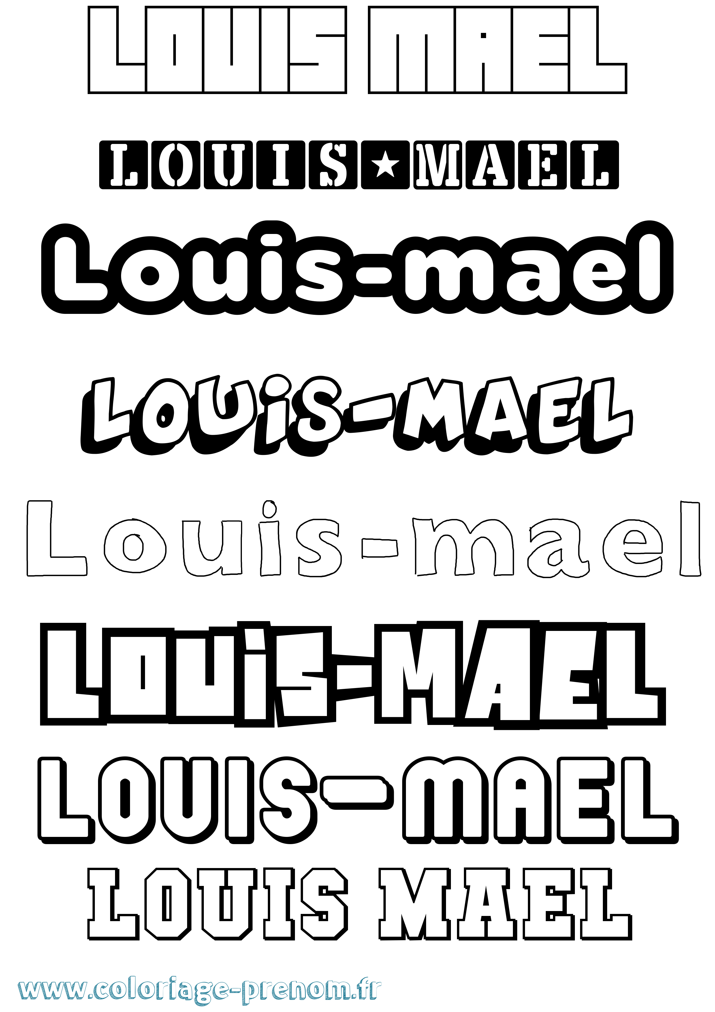 Coloriage Louis-Mael Simple Coloriage prénom Louis-Mael Simple