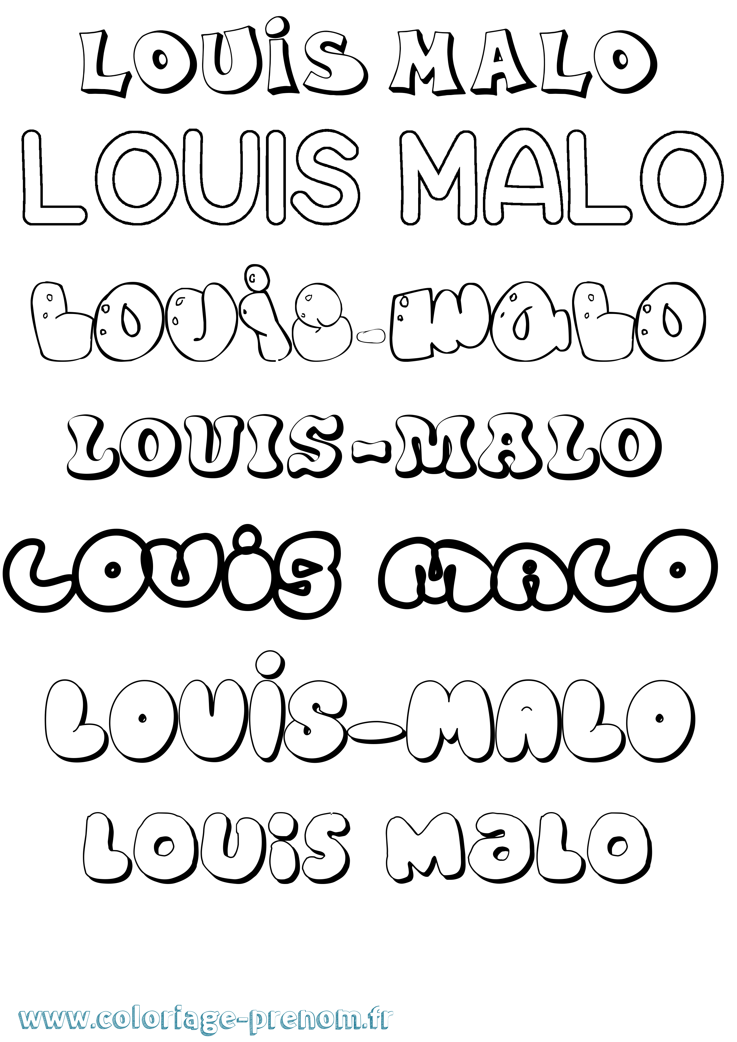 Coloriage Louis-Malo Bubble Coloriage prénom Louis-Malo Bubble