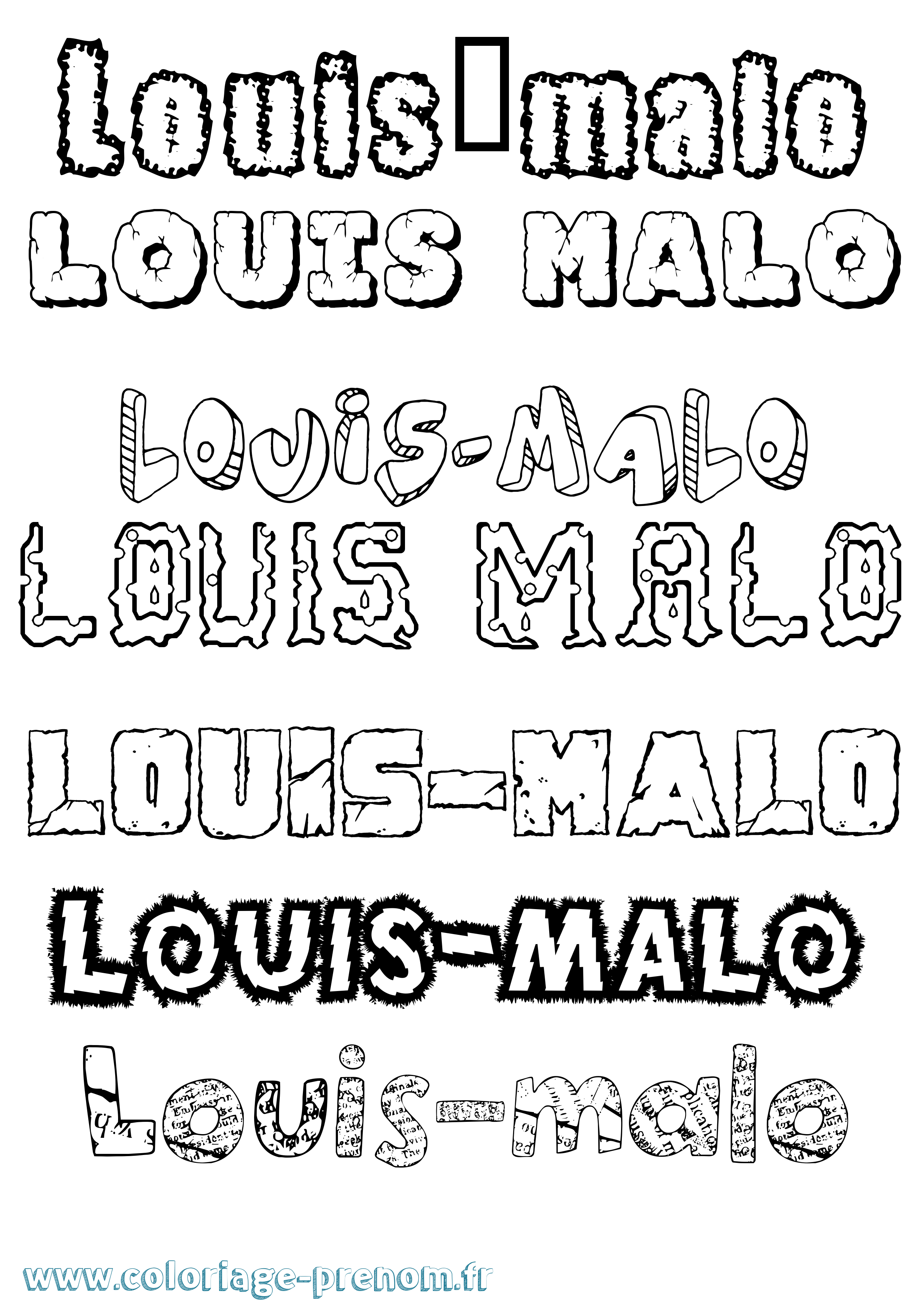 Coloriage Louis-Malo Destructuré Coloriage prénom Louis-Malo Destructuré