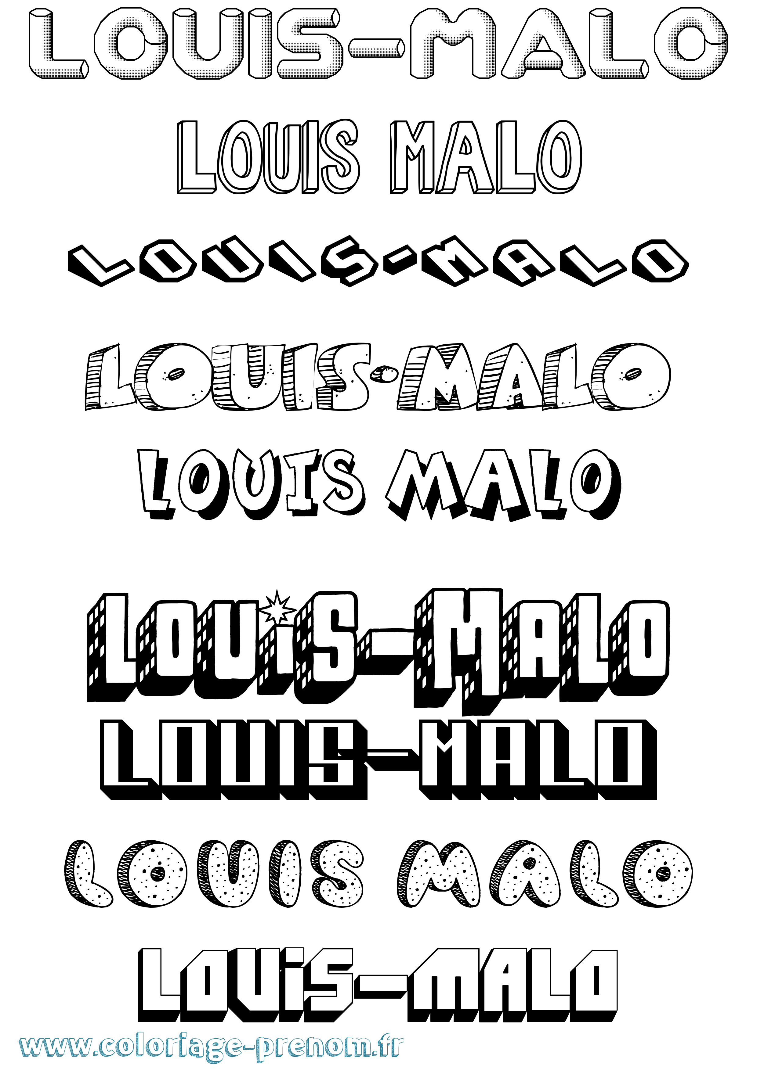 Coloriage Louis-Malo Effet 3D Coloriage prénom Louis-Malo Effet 3D