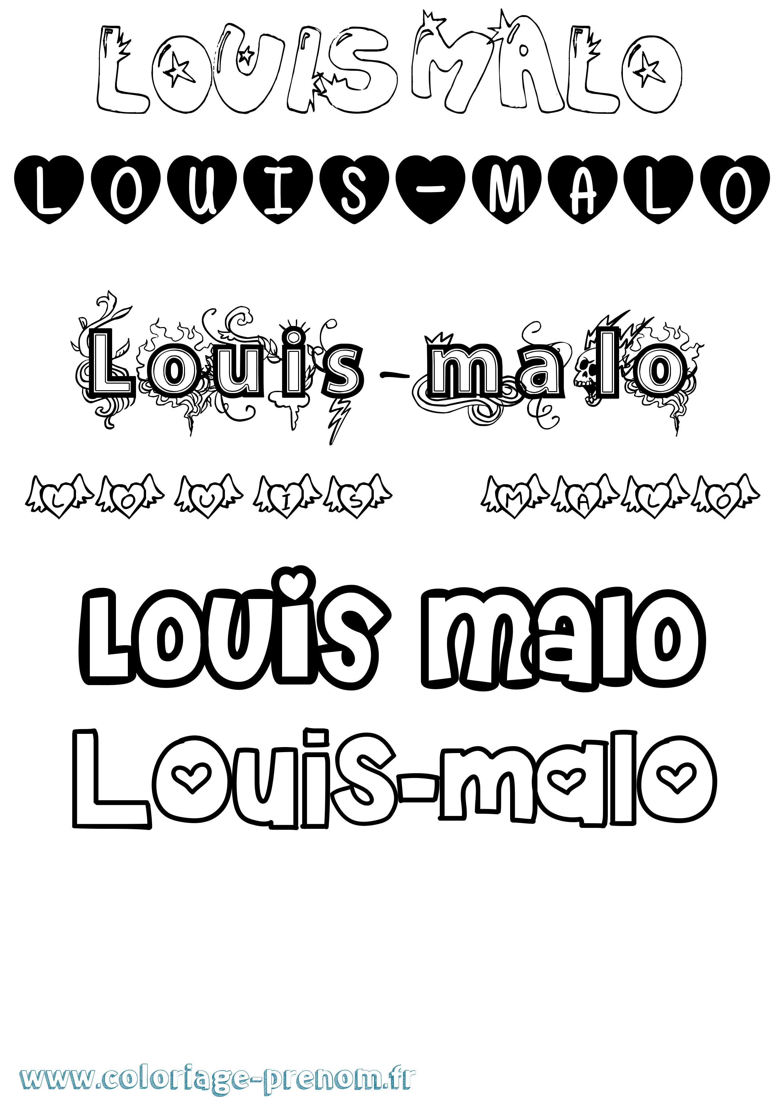 Coloriage Louis-Malo Girly Coloriage prénom Louis-Malo Girly
