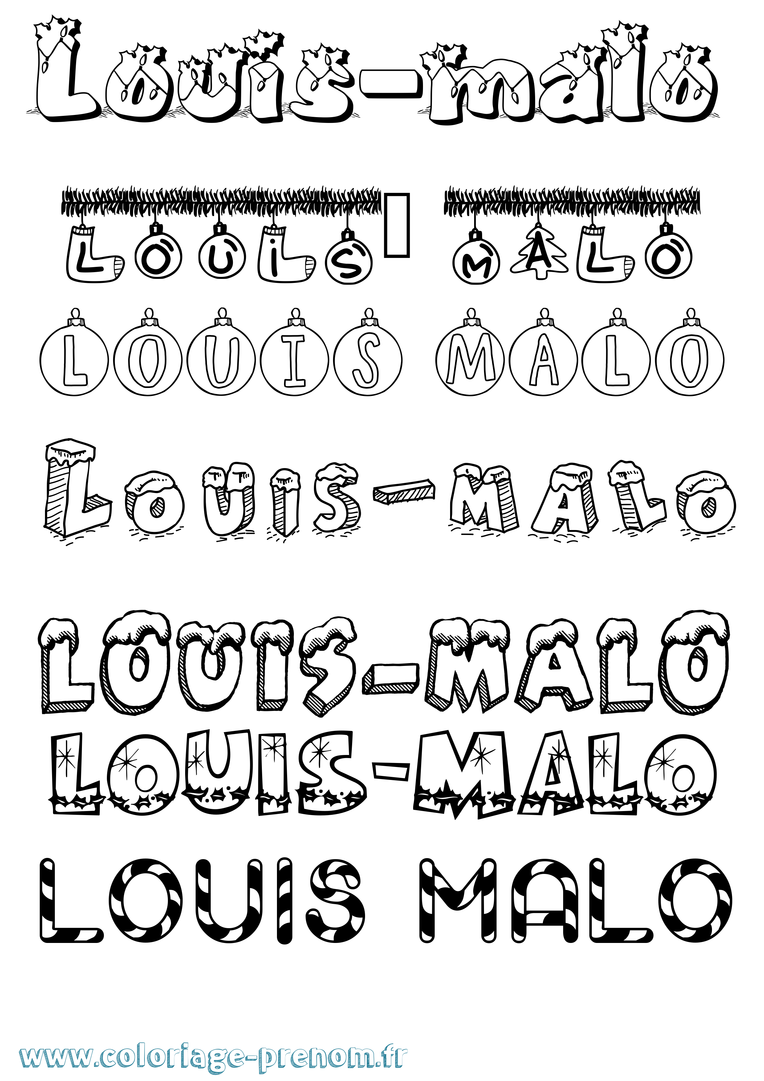 Coloriage Louis-Malo Noël Coloriage prénom Louis-Malo Noël