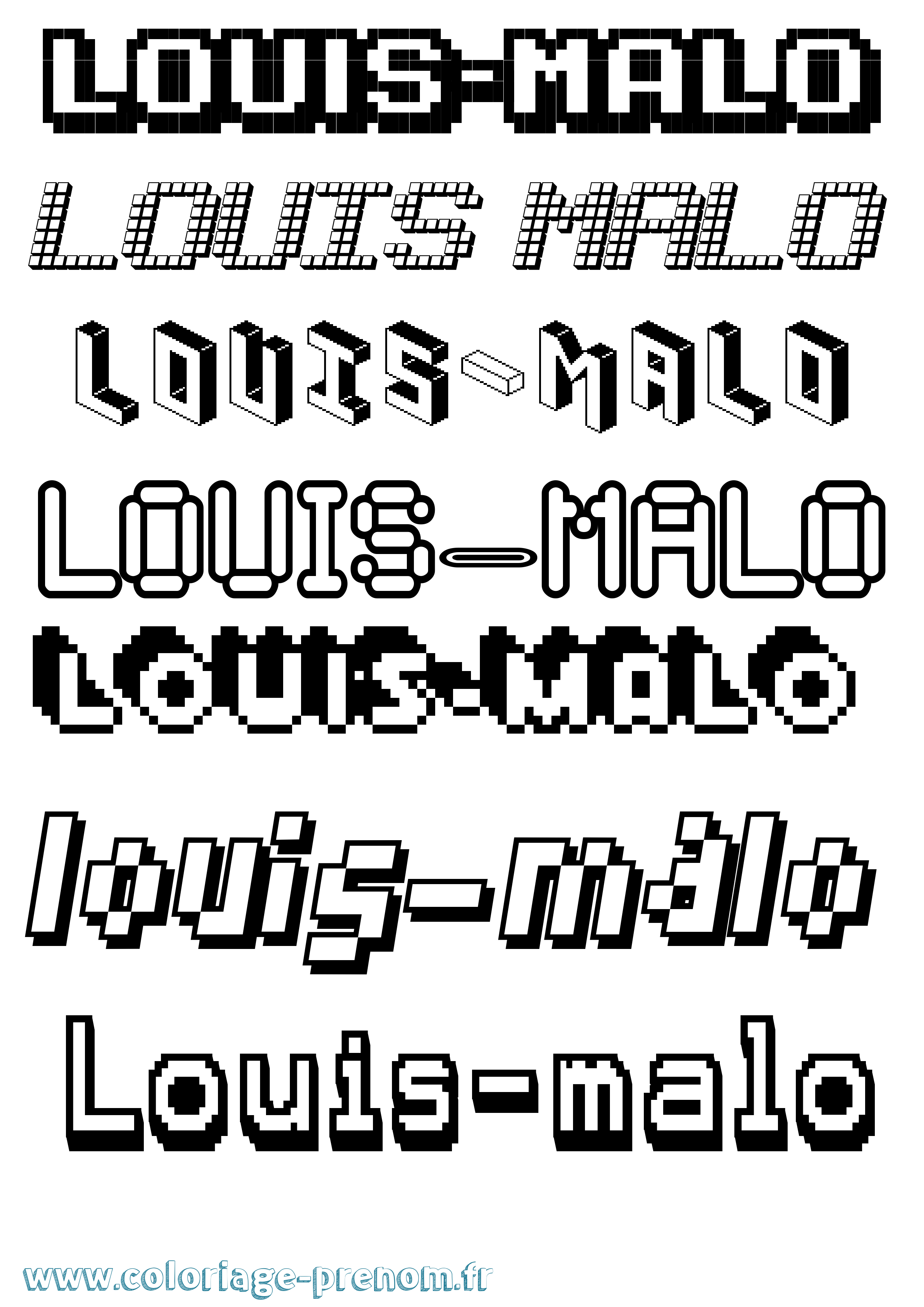 Coloriage Louis-Malo Pixel Coloriage prénom Louis-Malo Pixel