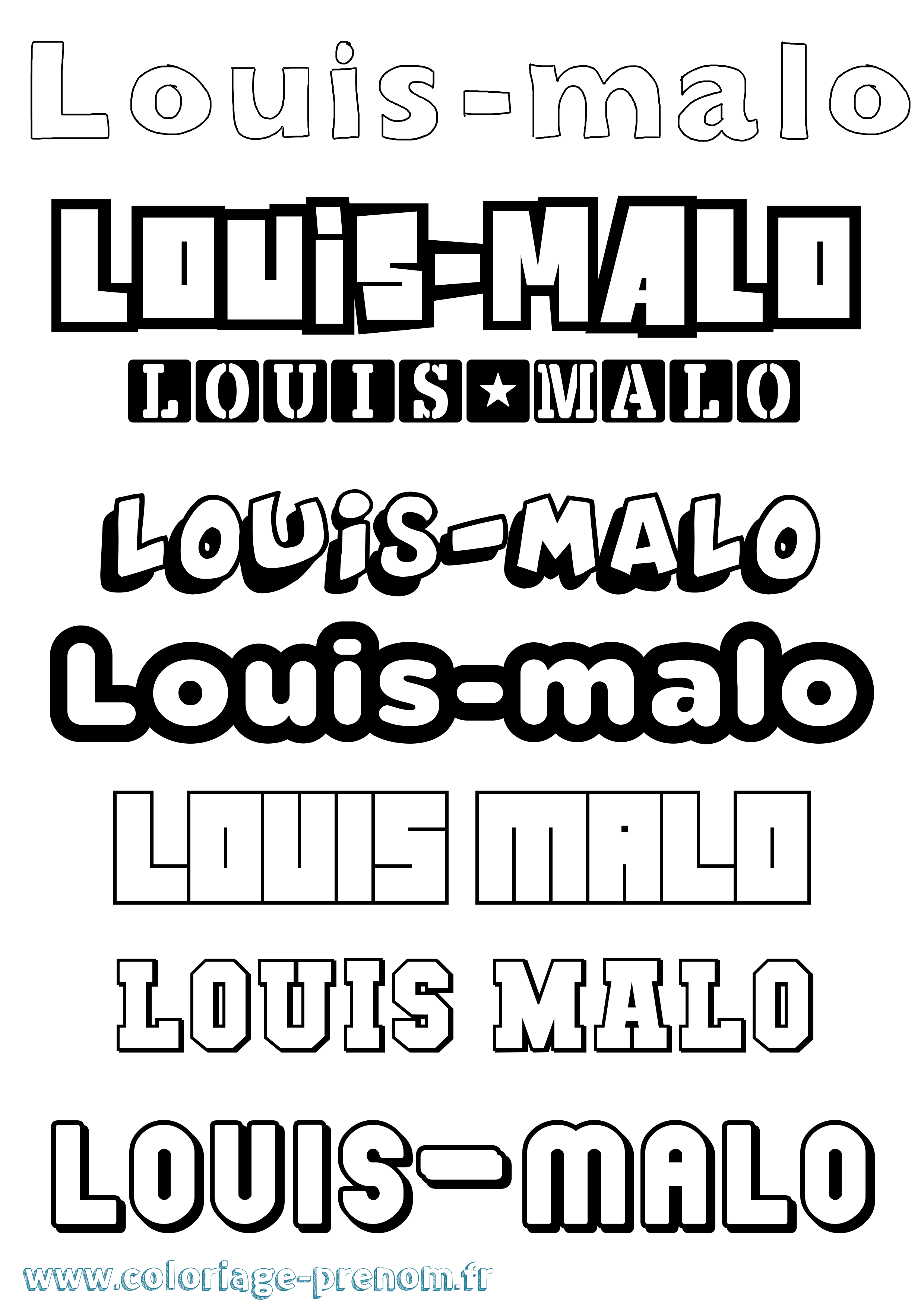 Coloriage Louis-Malo Simple Coloriage prénom Louis-Malo Simple