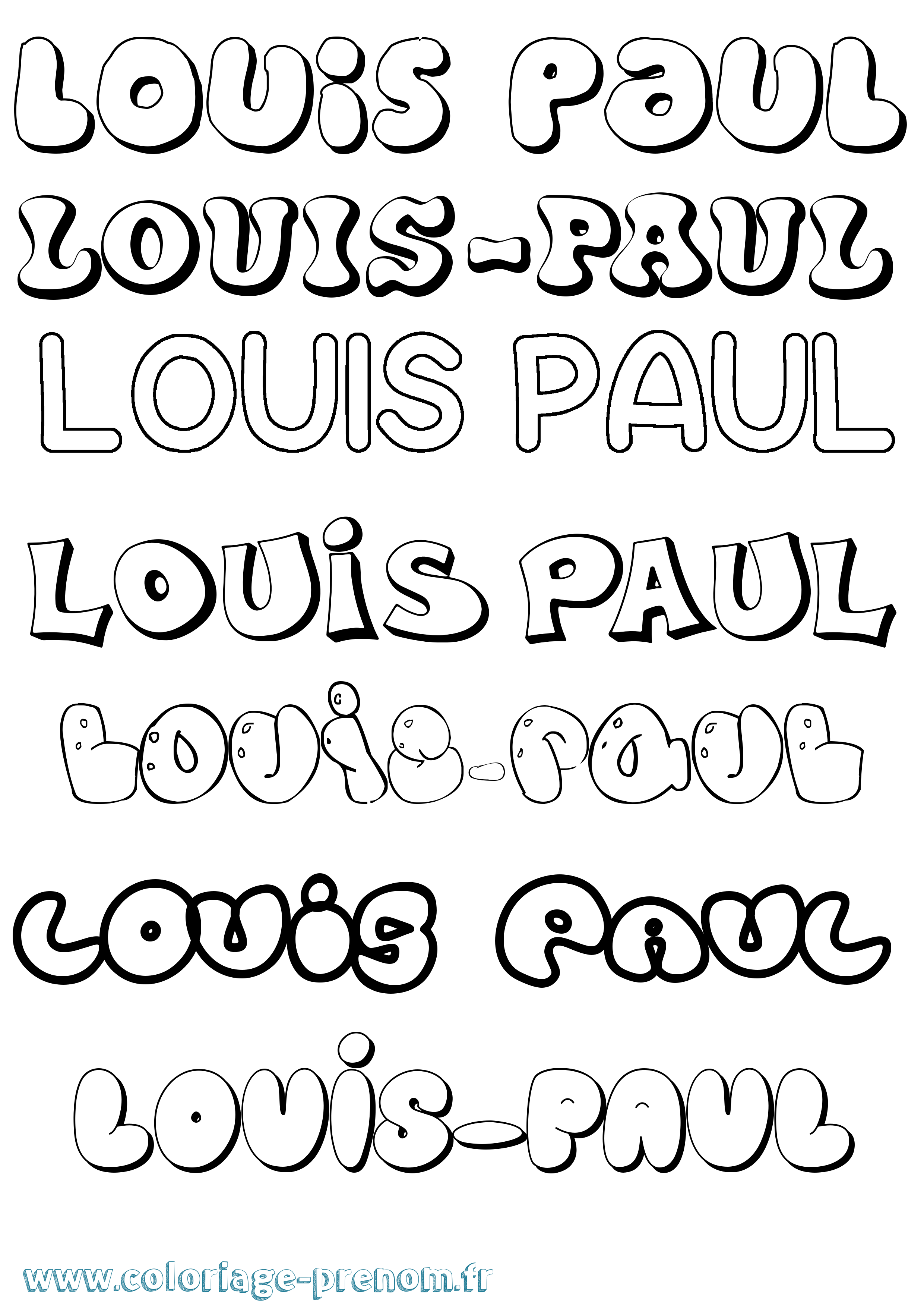Coloriage Louis-Paul Bubble Coloriage prénom Louis-Paul Bubble