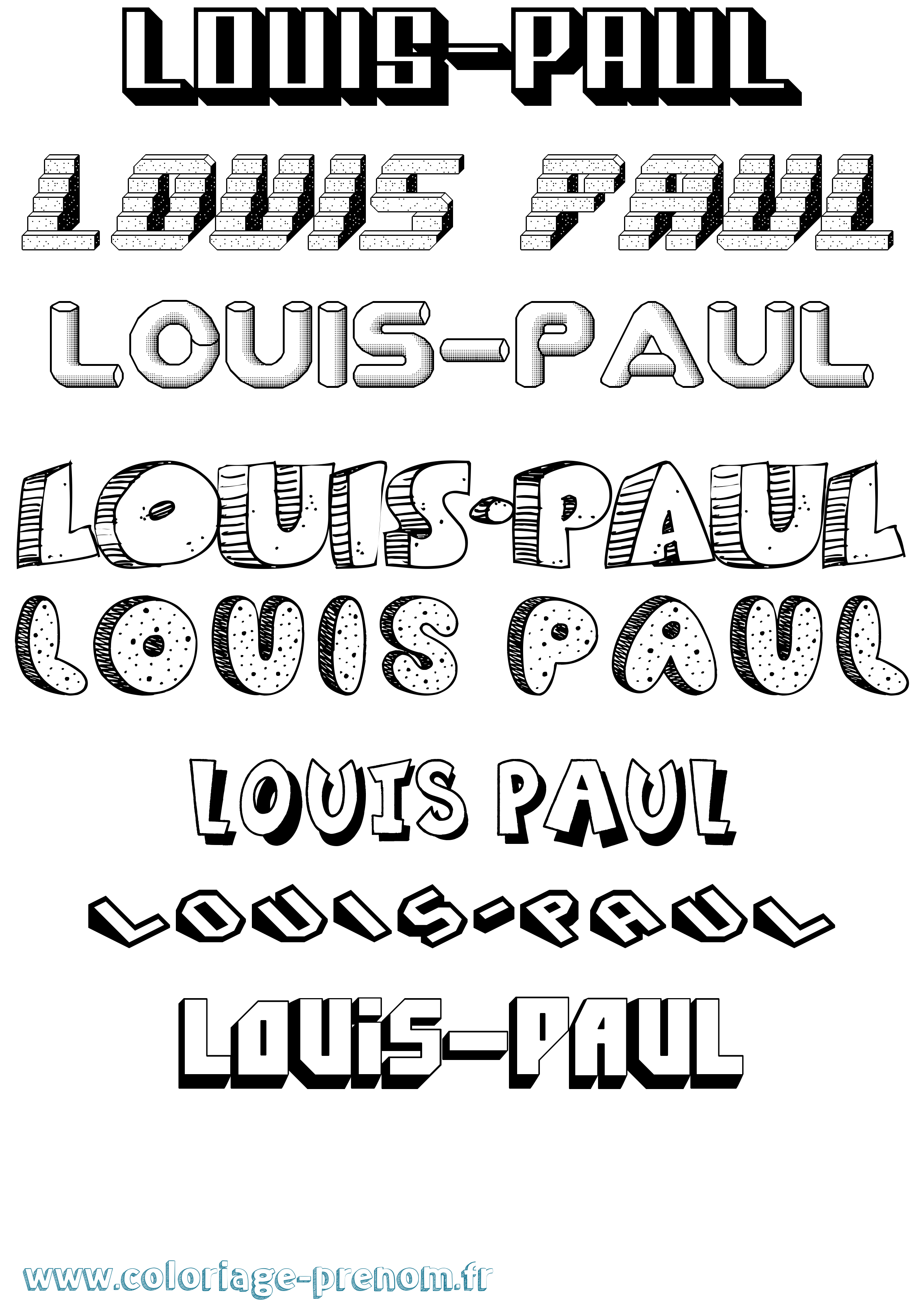 Coloriage Louis-Paul Effet 3D Coloriage prénom Louis-Paul Effet 3D