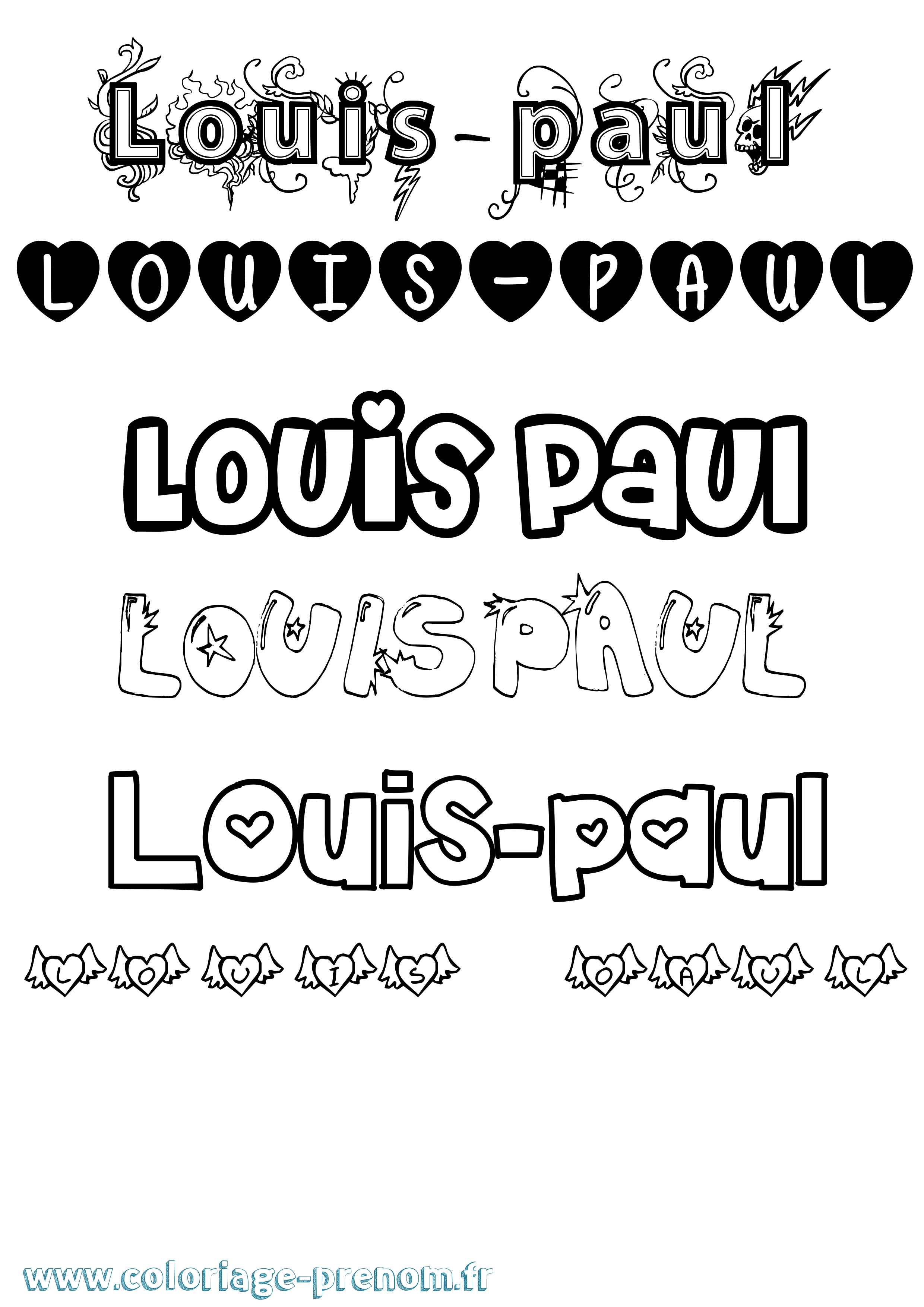 Coloriage Louis-Paul Girly Coloriage prénom Louis-Paul Girly