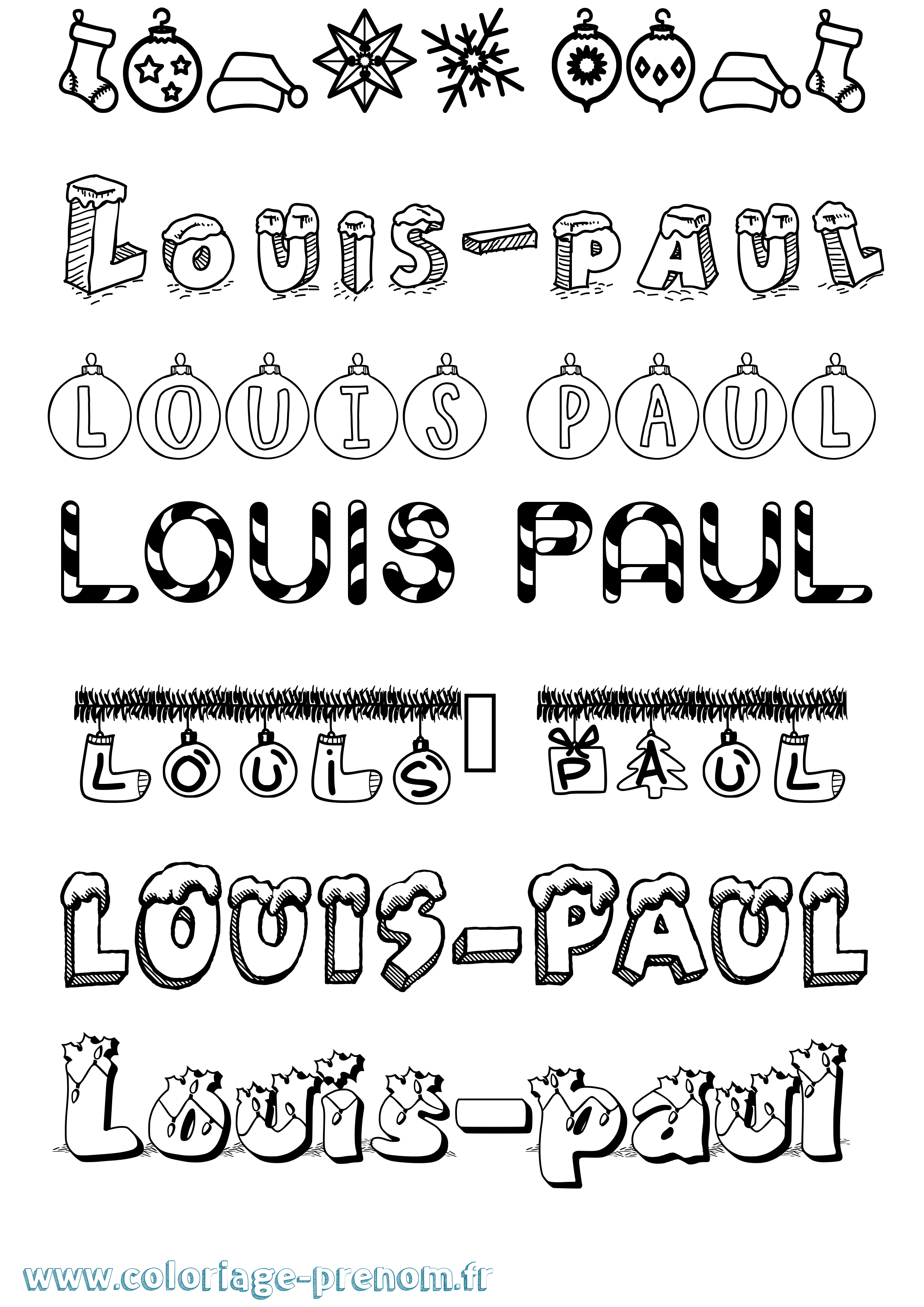 Coloriage Louis-Paul Noël Coloriage prénom Louis-Paul Noël