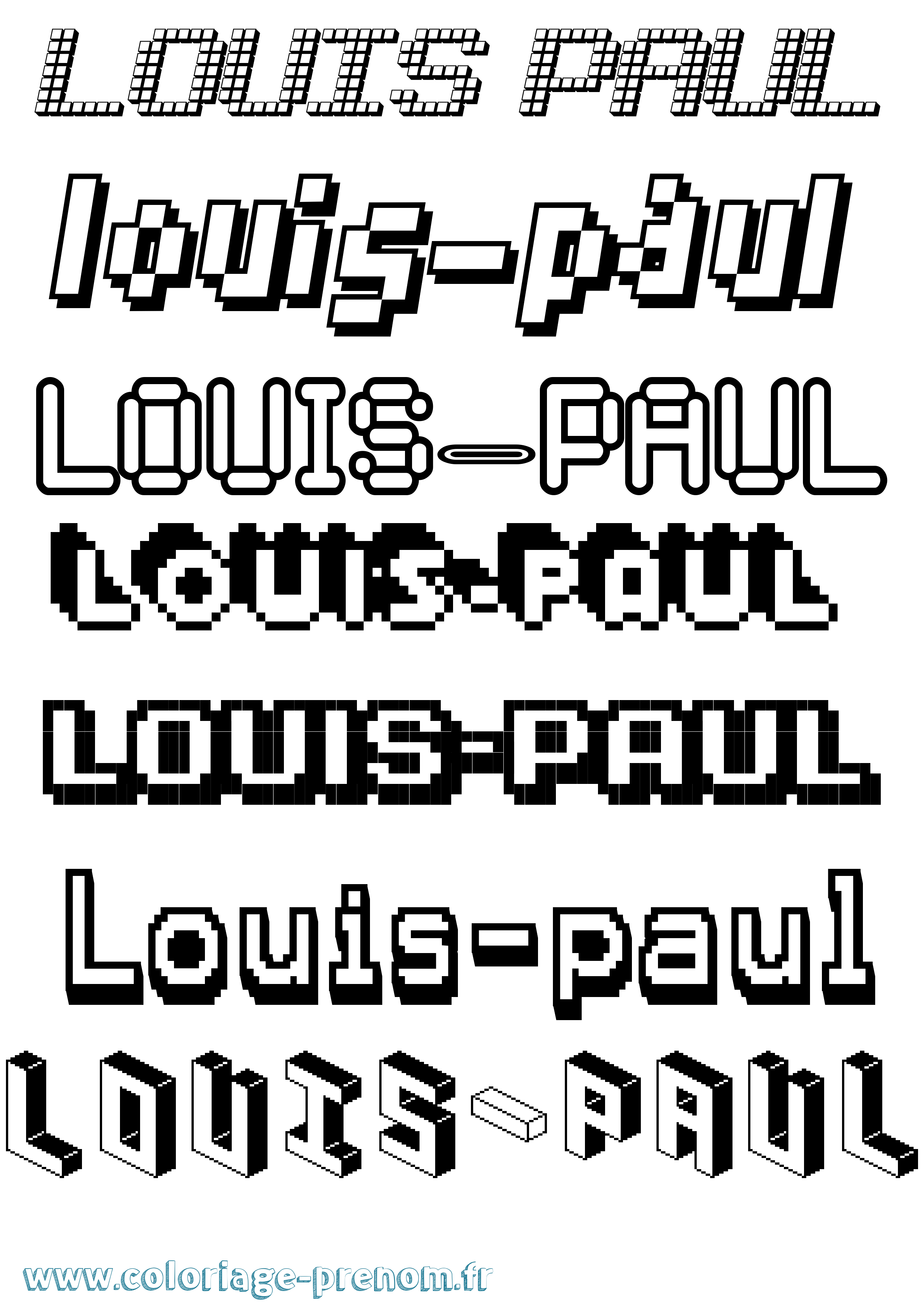 Coloriage Louis-Paul Pixel Coloriage prénom Louis-Paul Pixel