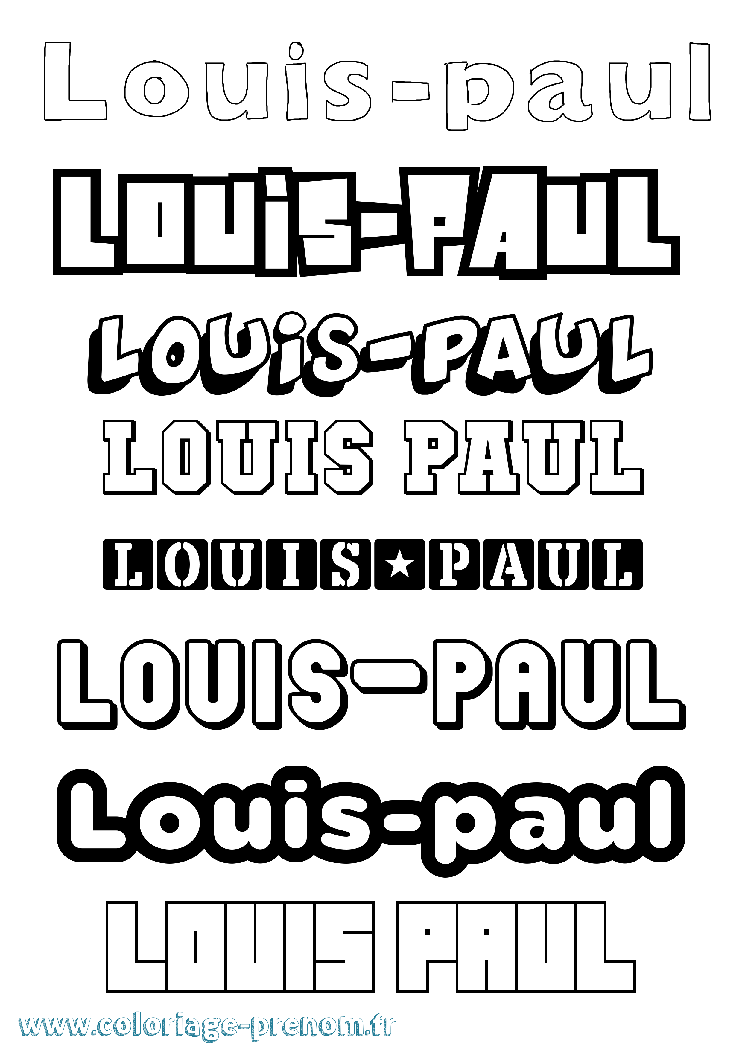 Coloriage Louis-Paul Simple Coloriage prénom Louis-Paul Simple