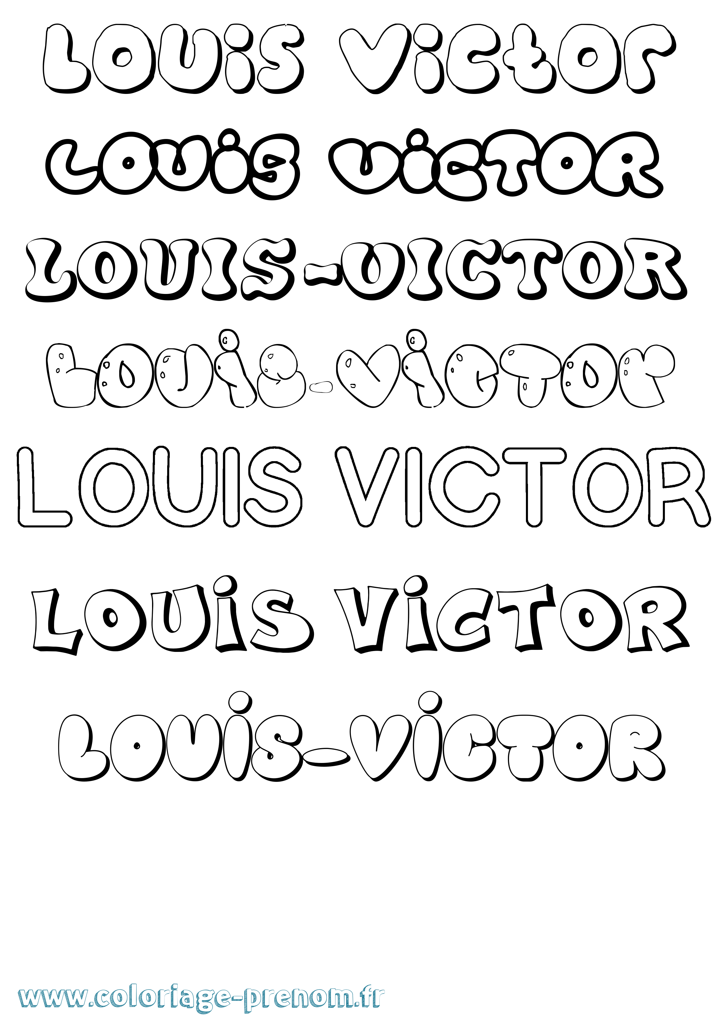 Coloriage Louis-Victor Bubble Coloriage prénom Louis-Victor Bubble
