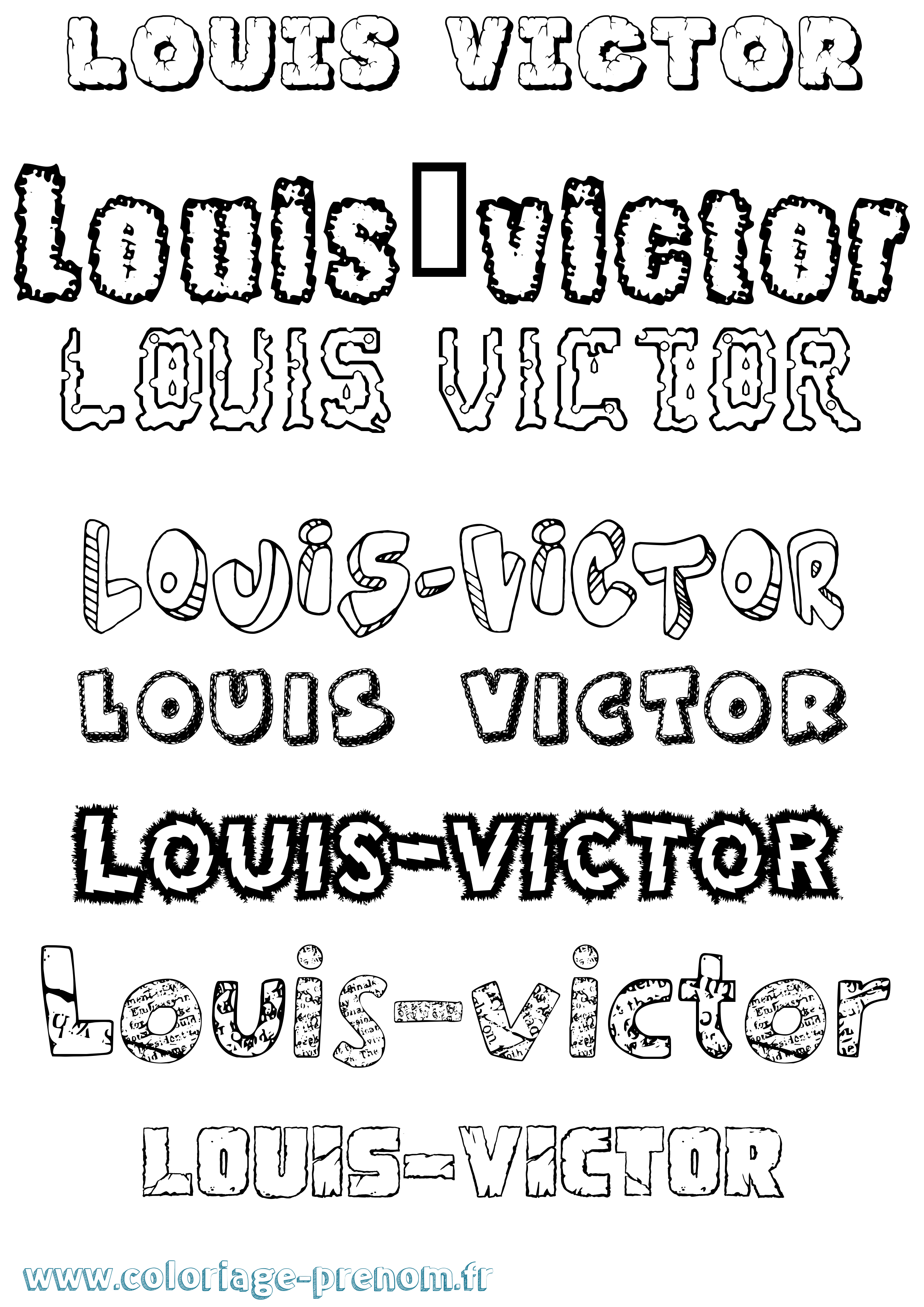 Coloriage Louis-Victor Destructuré Coloriage prénom Louis-Victor Destructuré