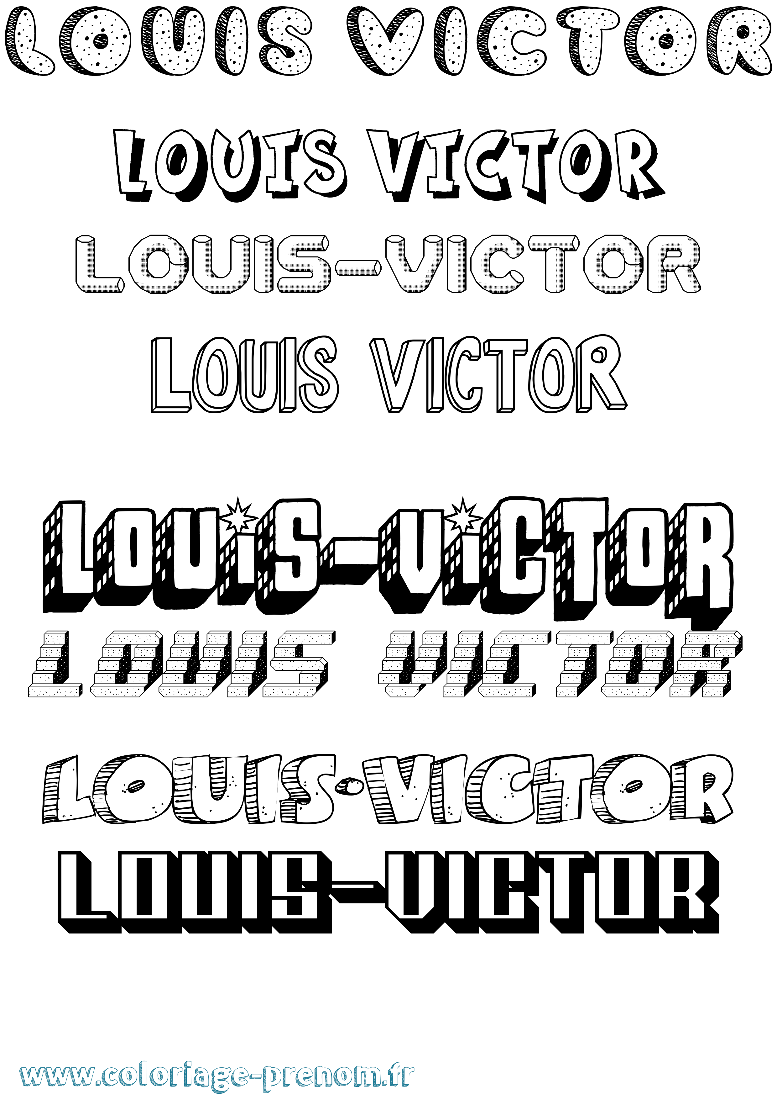 Coloriage Louis-Victor Effet 3D Coloriage prénom Louis-Victor Effet 3D